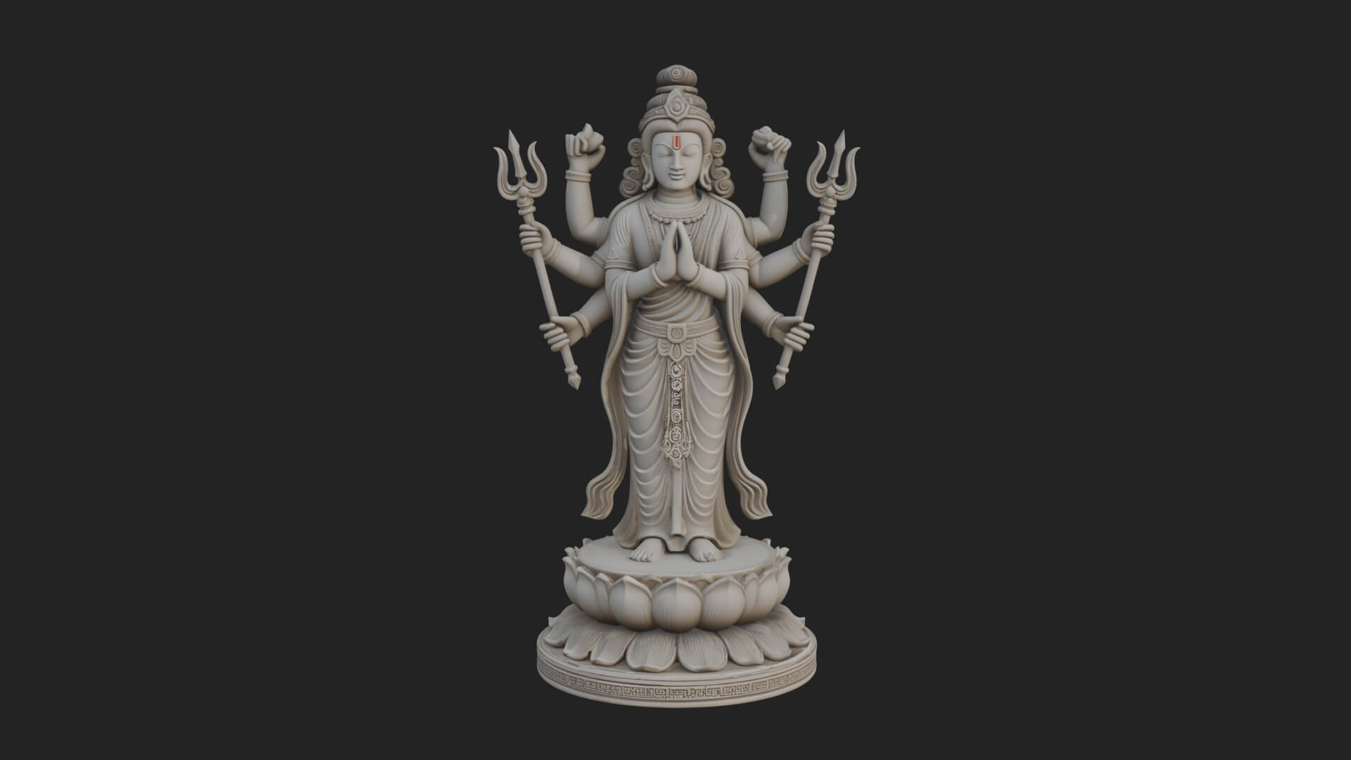 Shiva with Trident Statue Design 15 3D Print Model 3D Model