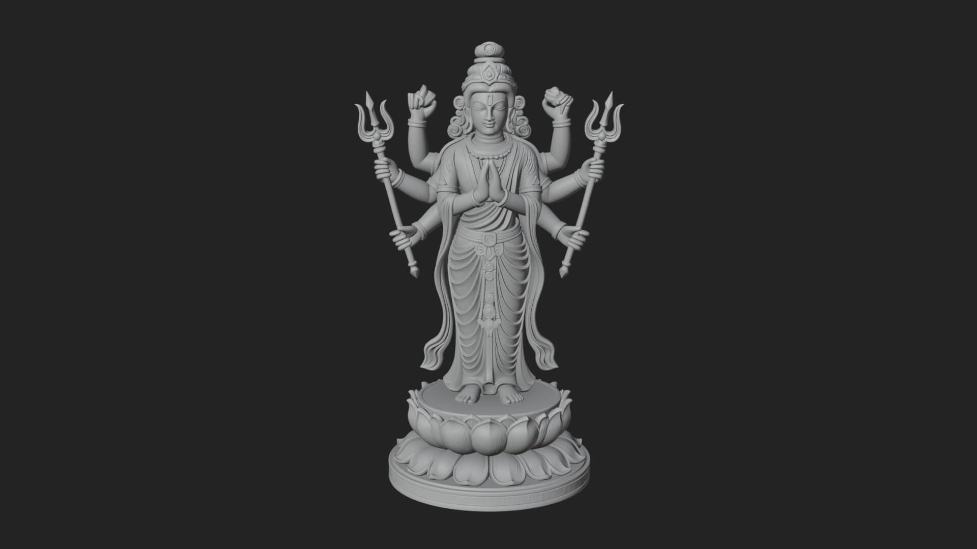 Shiva with Trident Statue Design 15 3D Print Model 3D Model