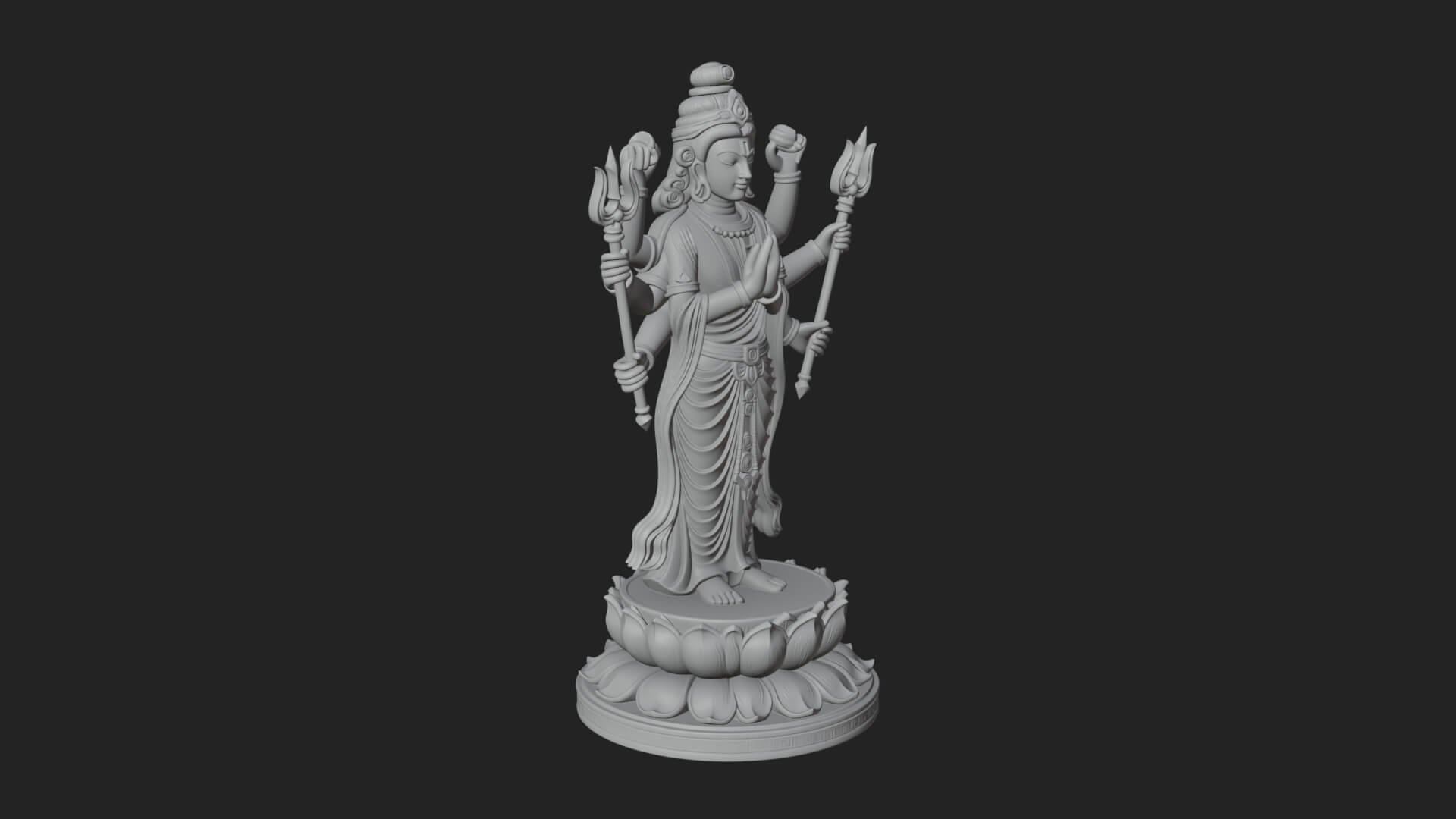 Shiva with Trident Statue Design 15 3D Print Model 3D Model