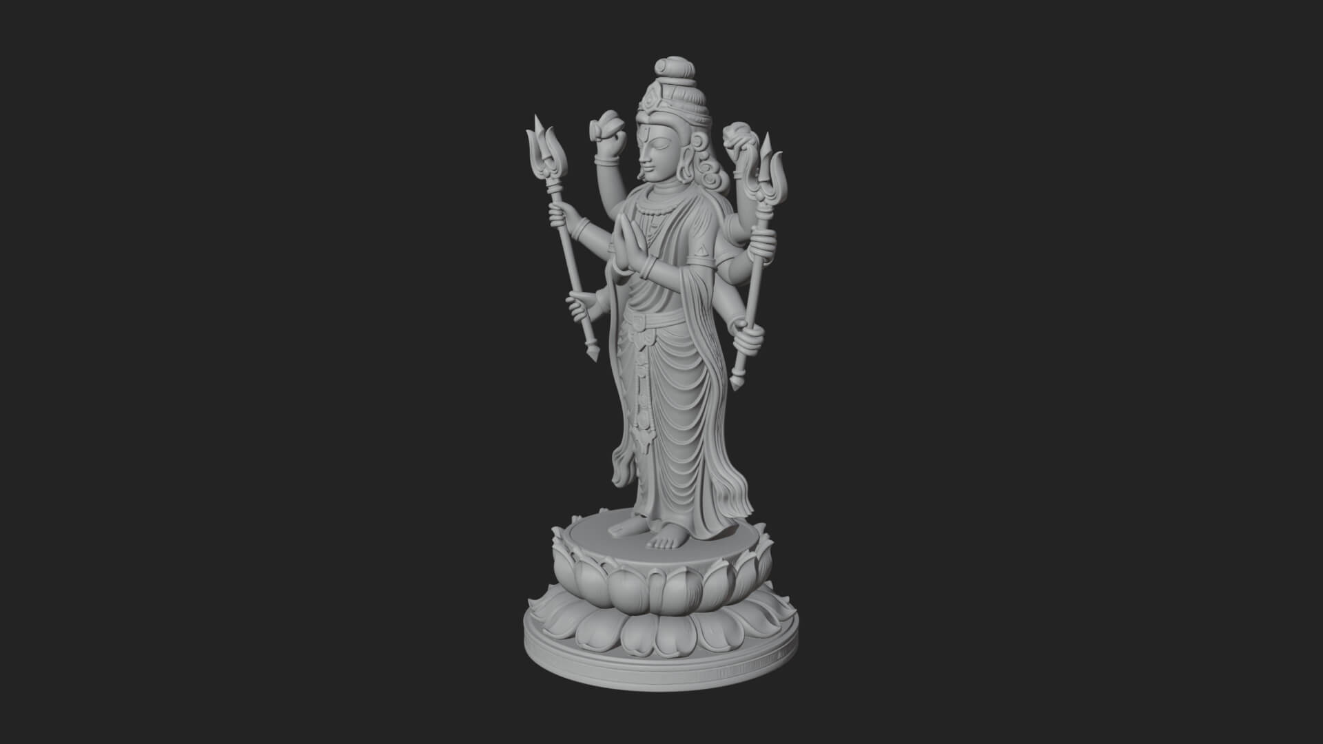 Shiva with Trident Statue Design 15 3D Print Model 3D Model