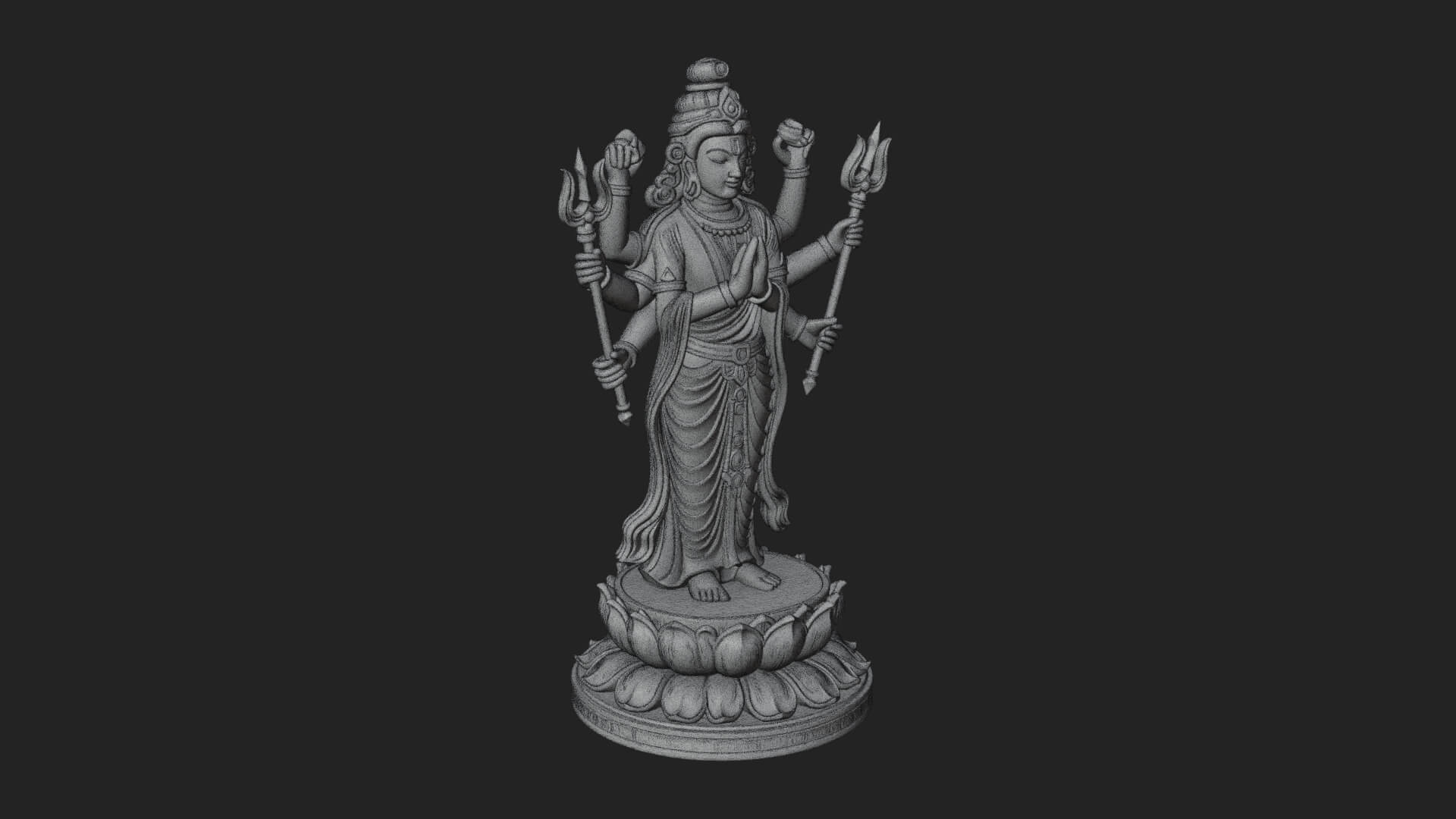 Shiva with Trident Statue Design 15 3D Print Model 3D Model