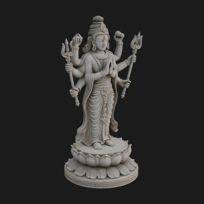 Shiva with Trident Statue Design 15 3D Print Model