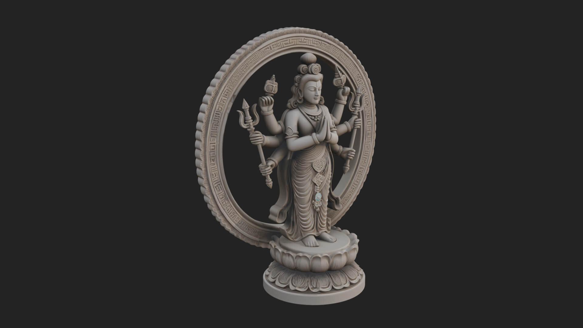 Shiva with Trident Statue Design 16 3D Print Model 3D Model