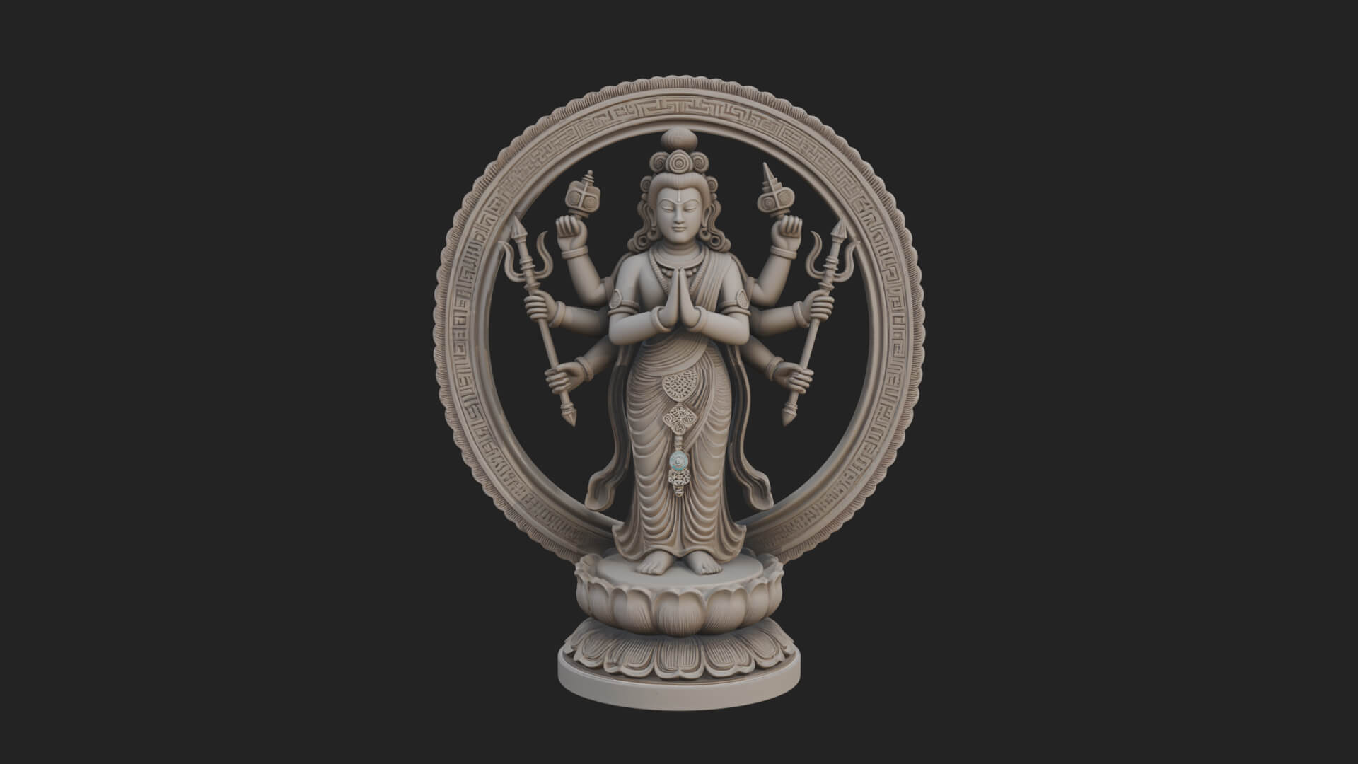 Shiva with Trident Statue Design 16 3D Print Model 3D Model