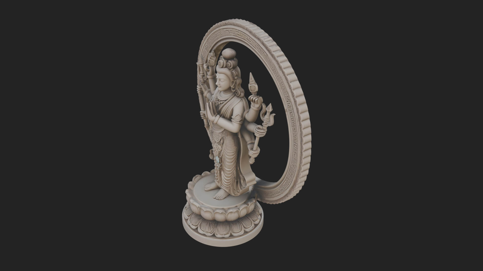 Shiva with Trident Statue Design 16 3D Print Model 3D Model