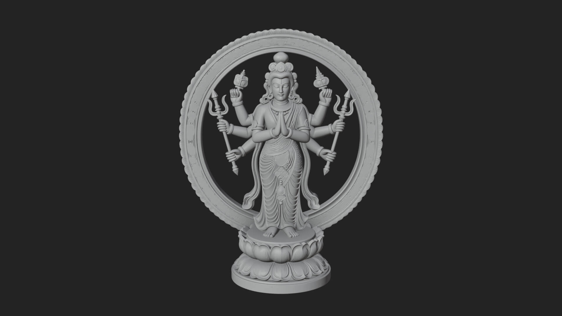 Shiva with Trident Statue Design 16 3D Print Model 3D Model