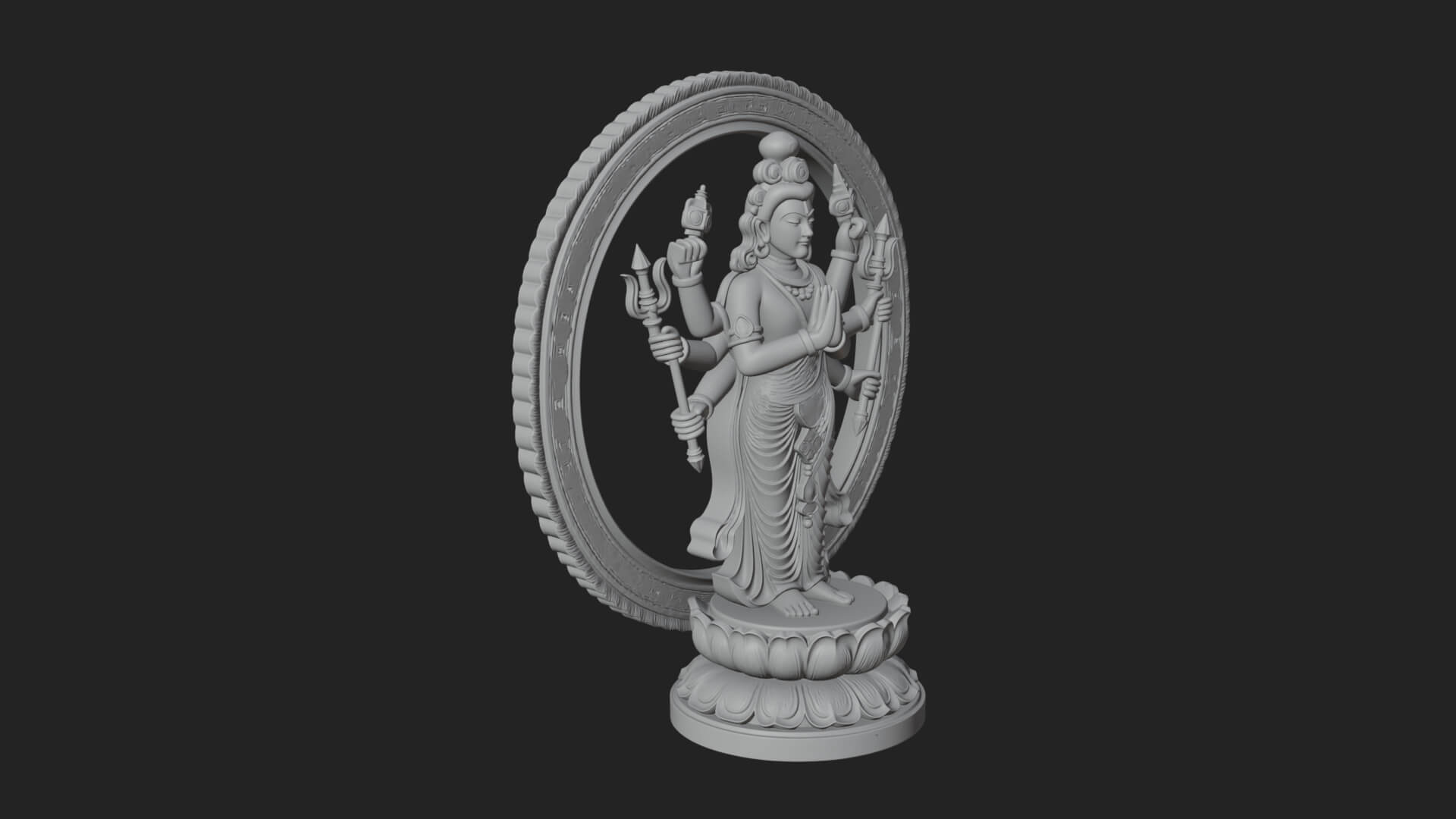 Shiva with Trident Statue Design 16 3D Print Model 3D Model