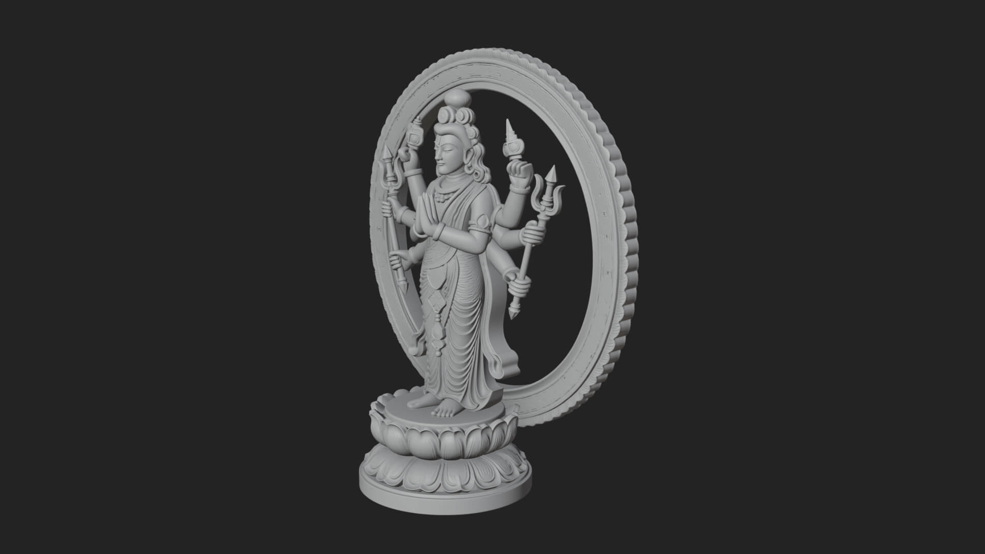 Shiva with Trident Statue Design 16 3D Print Model 3D Model