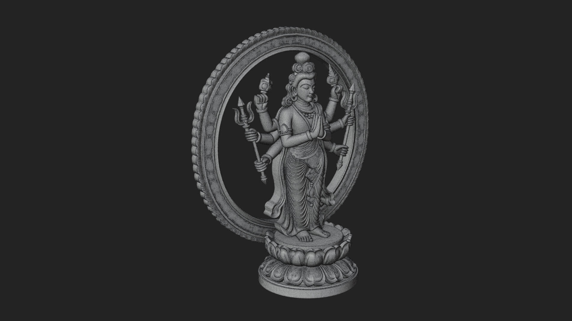 Shiva with Trident Statue Design 16 3D Print Model 3D Model