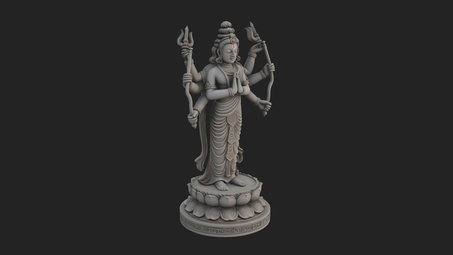 Shiva with Trident Statue Design 17 3D Print Model 3D Model