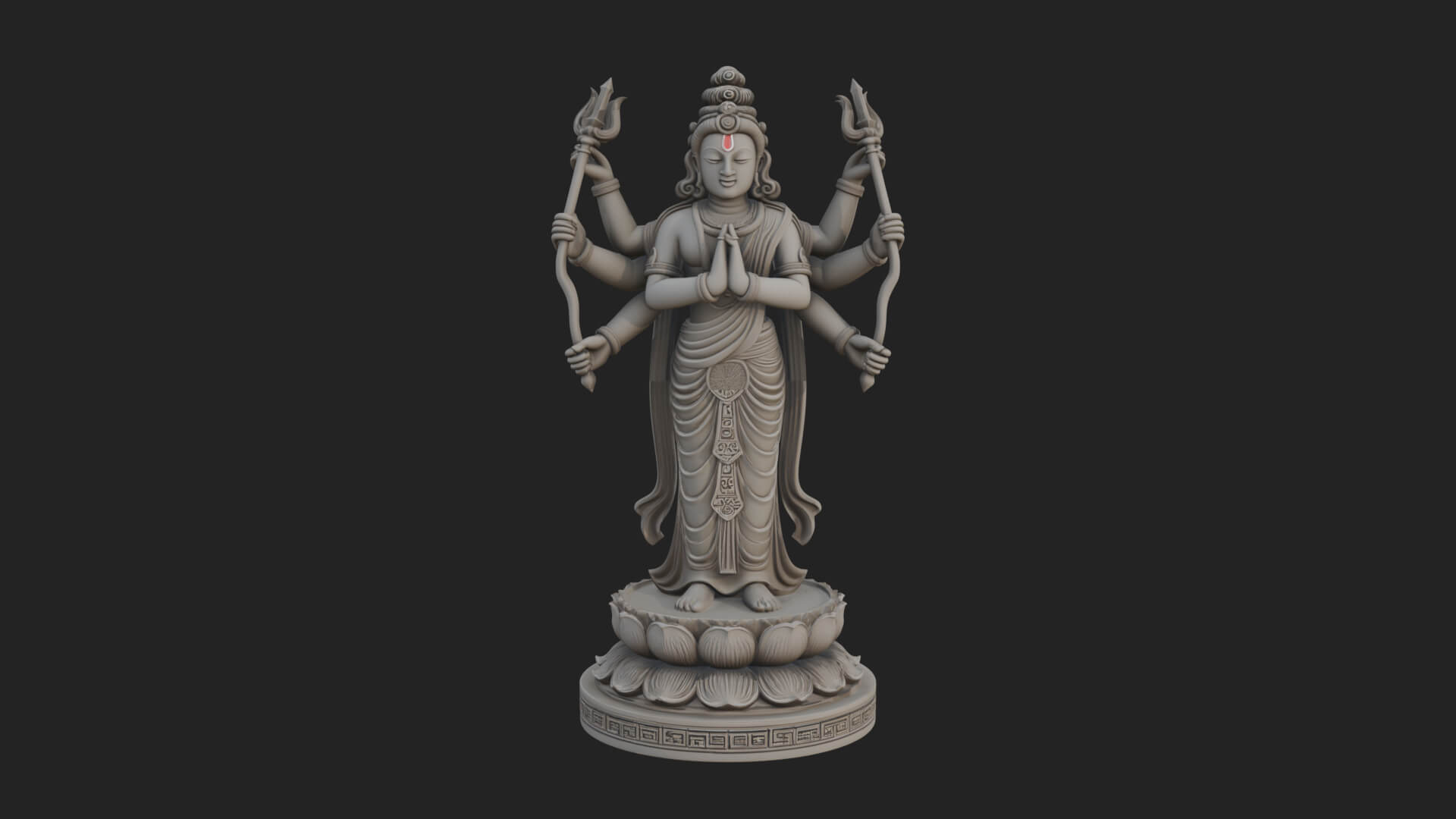 Shiva with Trident Statue Design 17 3D Print Model 3D Model