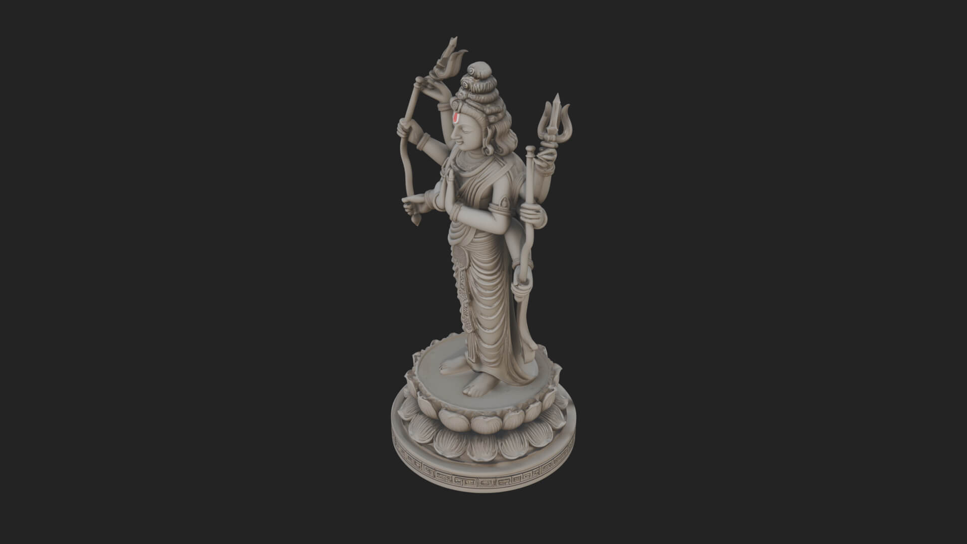 Shiva with Trident Statue Design 17 3D Print Model 3D Model