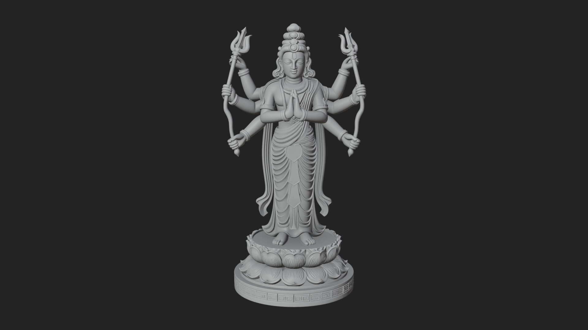 Shiva with Trident Statue Design 17 3D Print Model 3D Model
