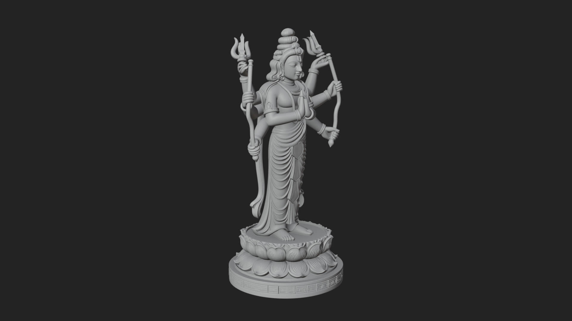 Shiva with Trident Statue Design 17 3D Print Model 3D Model