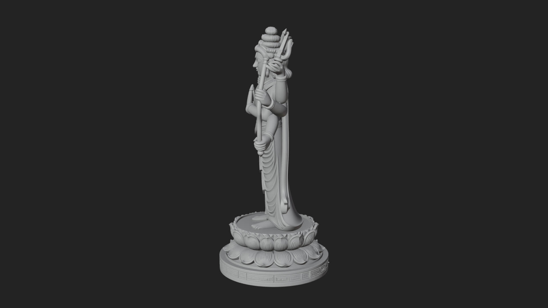 Shiva with Trident Statue Design 17 3D Print Model 3D Model