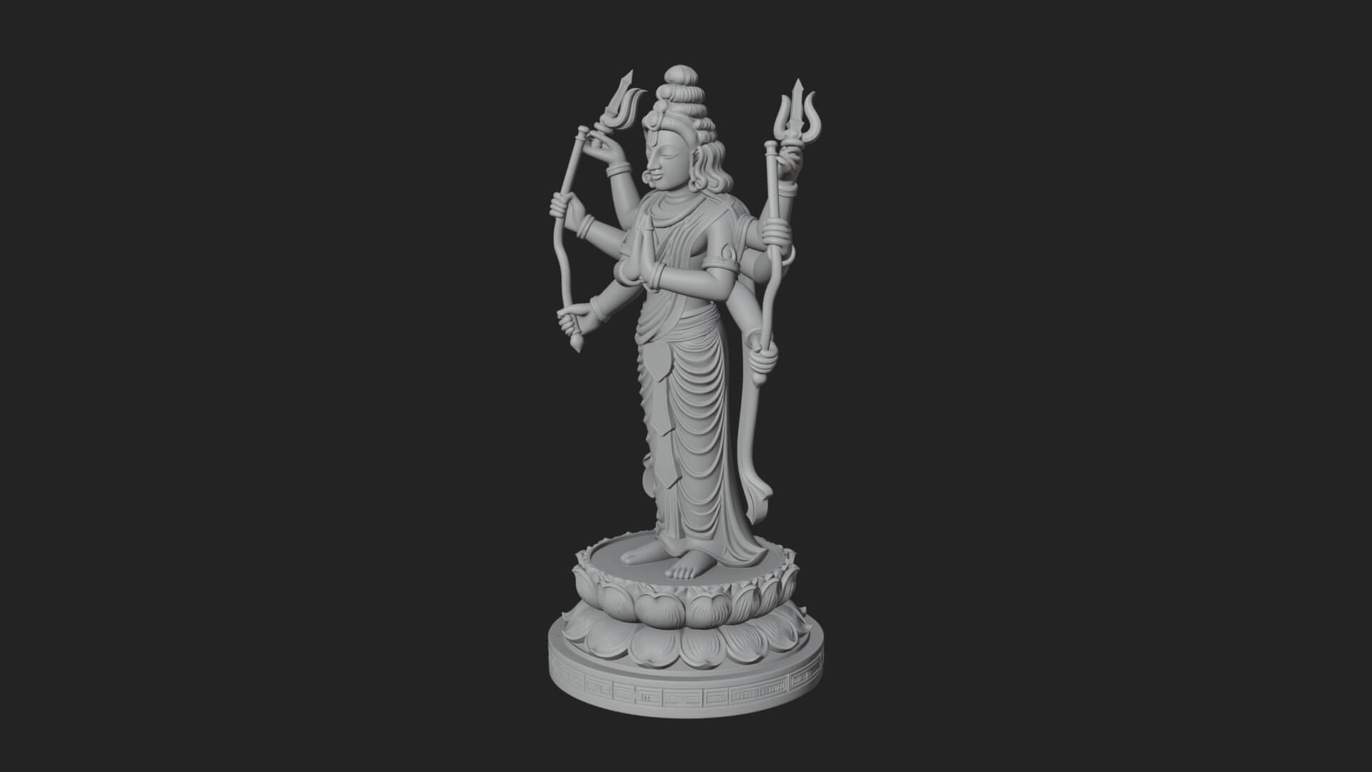 Shiva with Trident Statue Design 17 3D Print Model 3D Model