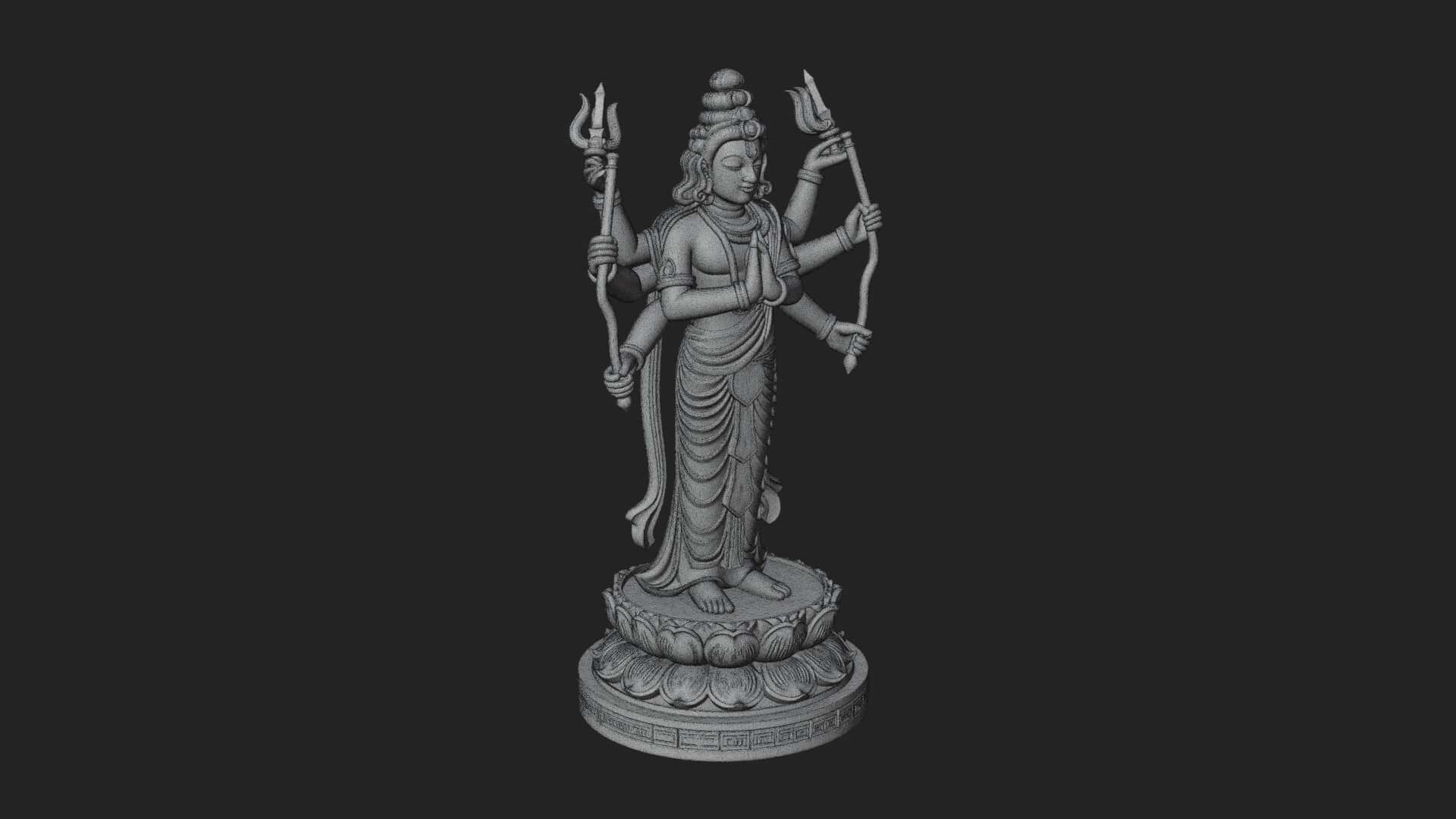 Shiva with Trident Statue Design 17 3D Print Model 3D Model