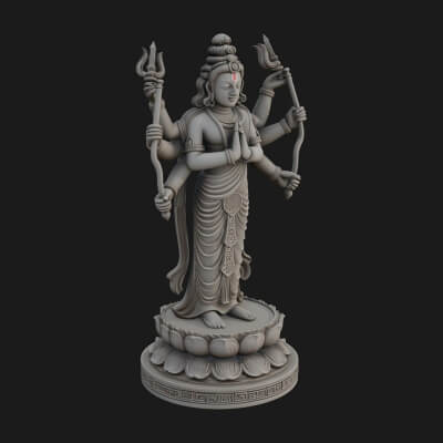 Shiva with Trident Statue Design 17 3D Print Model