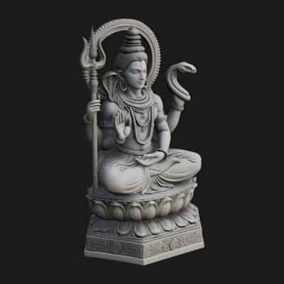 Shiva with Trident Statue Design 7 3D Print Model