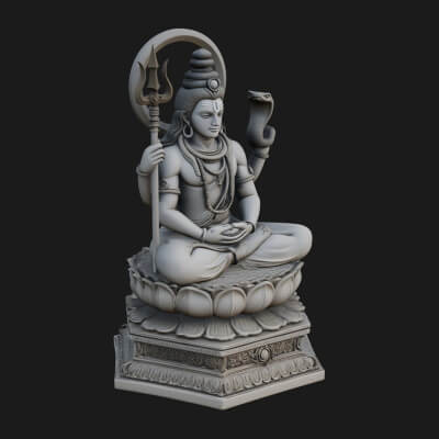 Shiva with Trident Statue Design 8 3D Print Model