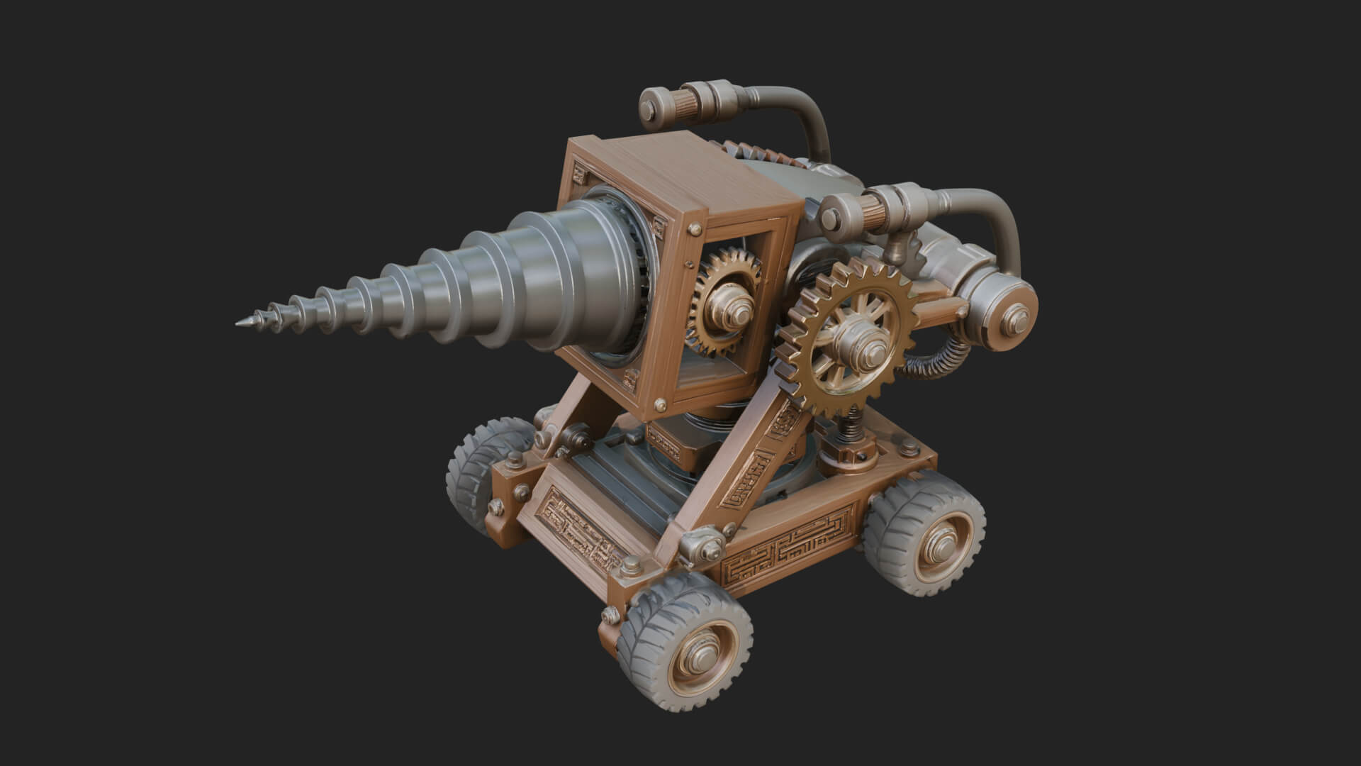 Siege Drill Engine Model Design 1 3D Print Model 3D Model