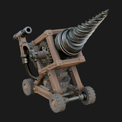 Siege Drill Engine Model Design 3 3D Print Model