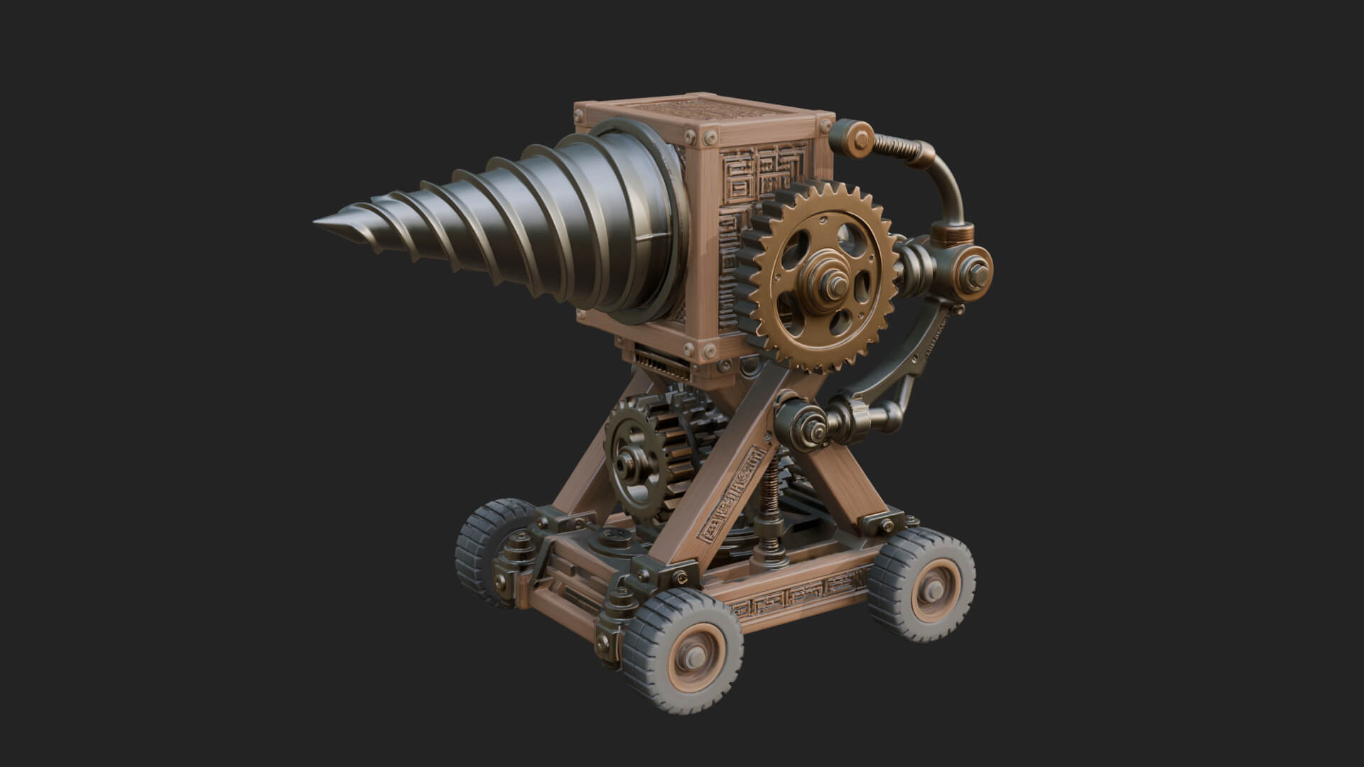 Siege Drill Engine Model Design 4 3D Print Model 3D Model