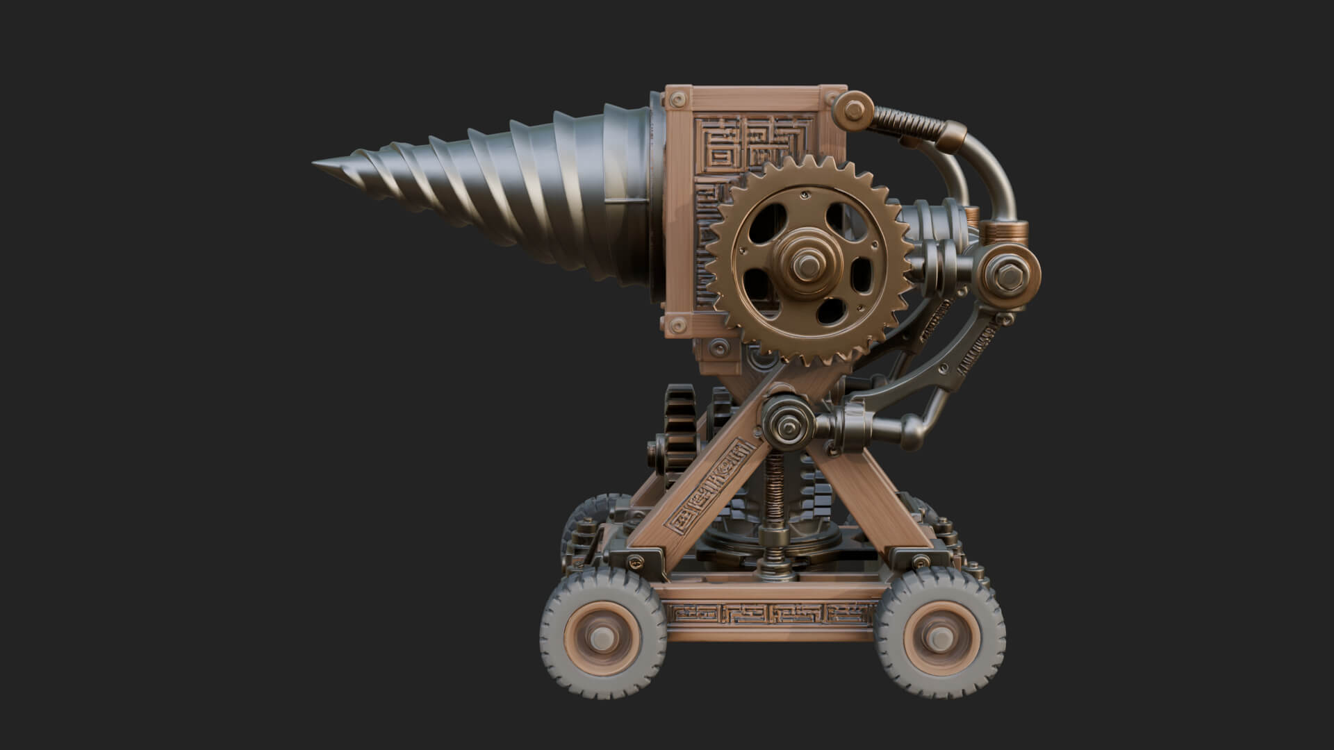 Siege Drill Engine Model Design 4 3D Print Model 3D Model