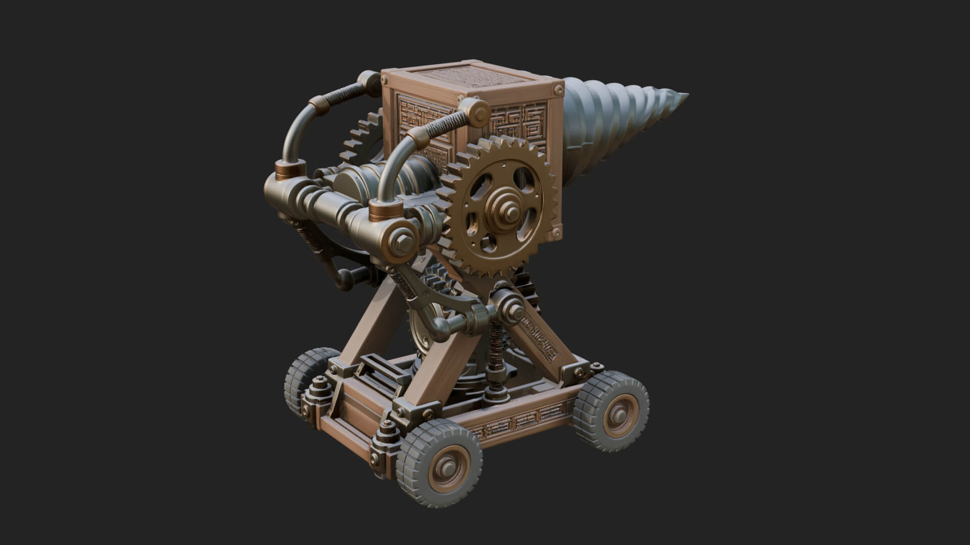 Siege Drill Engine Model Design 4 3D Print Model 3D Model