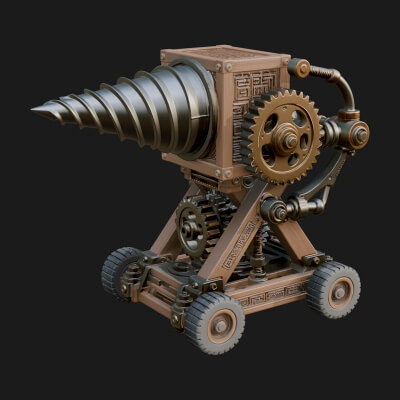 Siege Drill Engine Model Design 4 3D Print Model