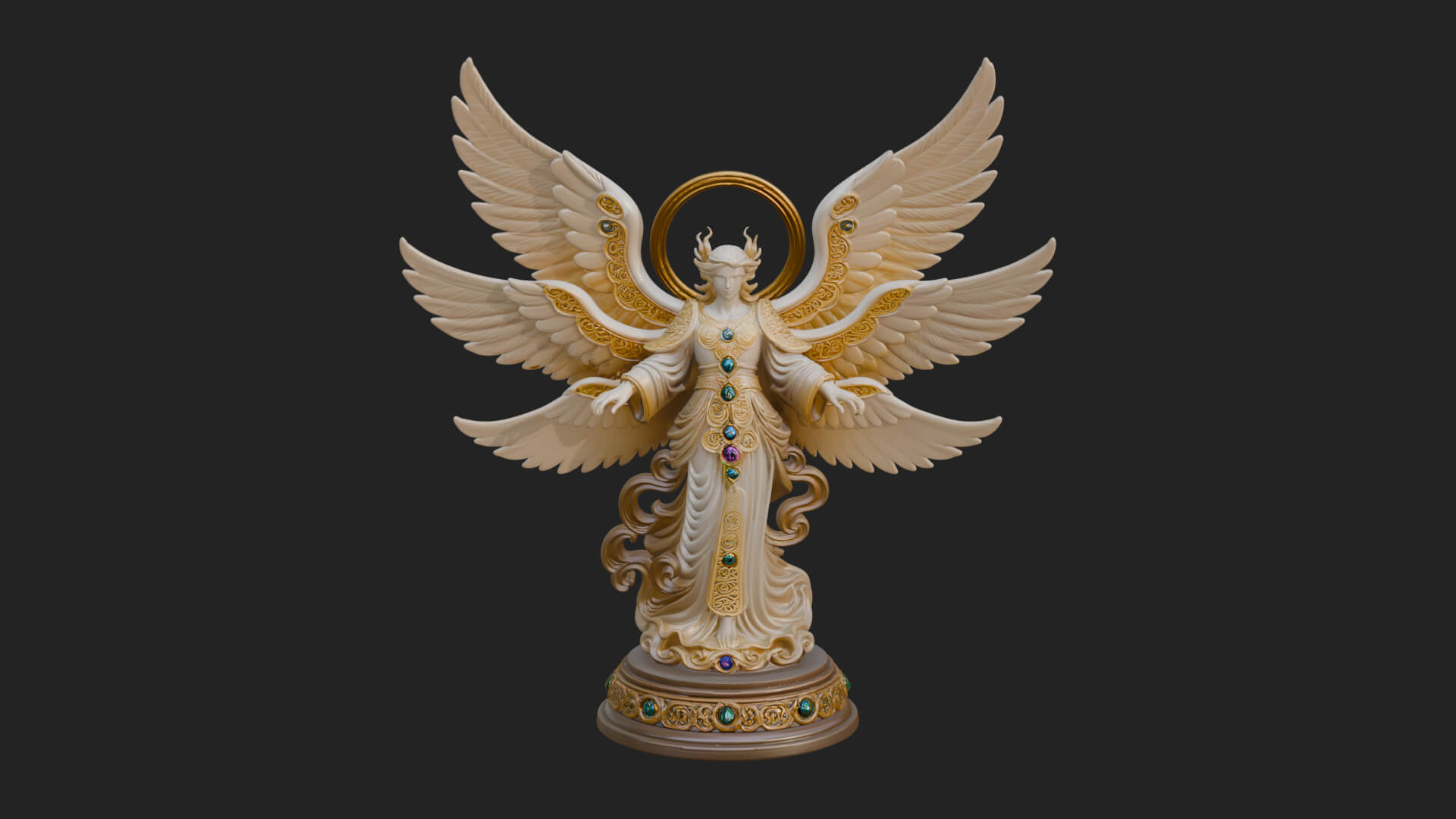 Six Winged Seraph Angel Statue Design 1 3D Print Model 3D Model