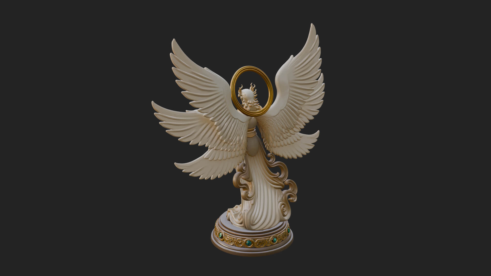 Six Winged Seraph Angel Statue Design 1 3D Print Model 3D Model