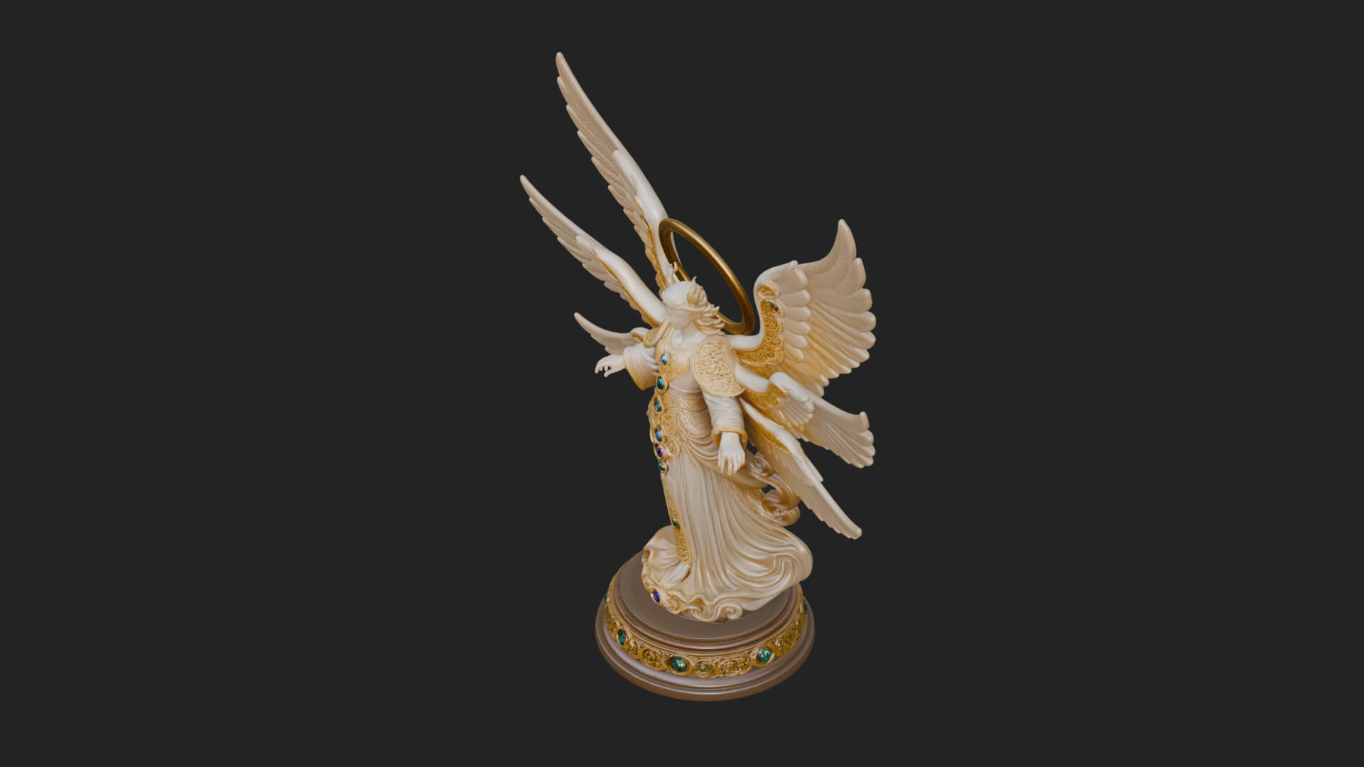 Six Winged Seraph Angel Statue Design 1 3D Print Model 3D Model