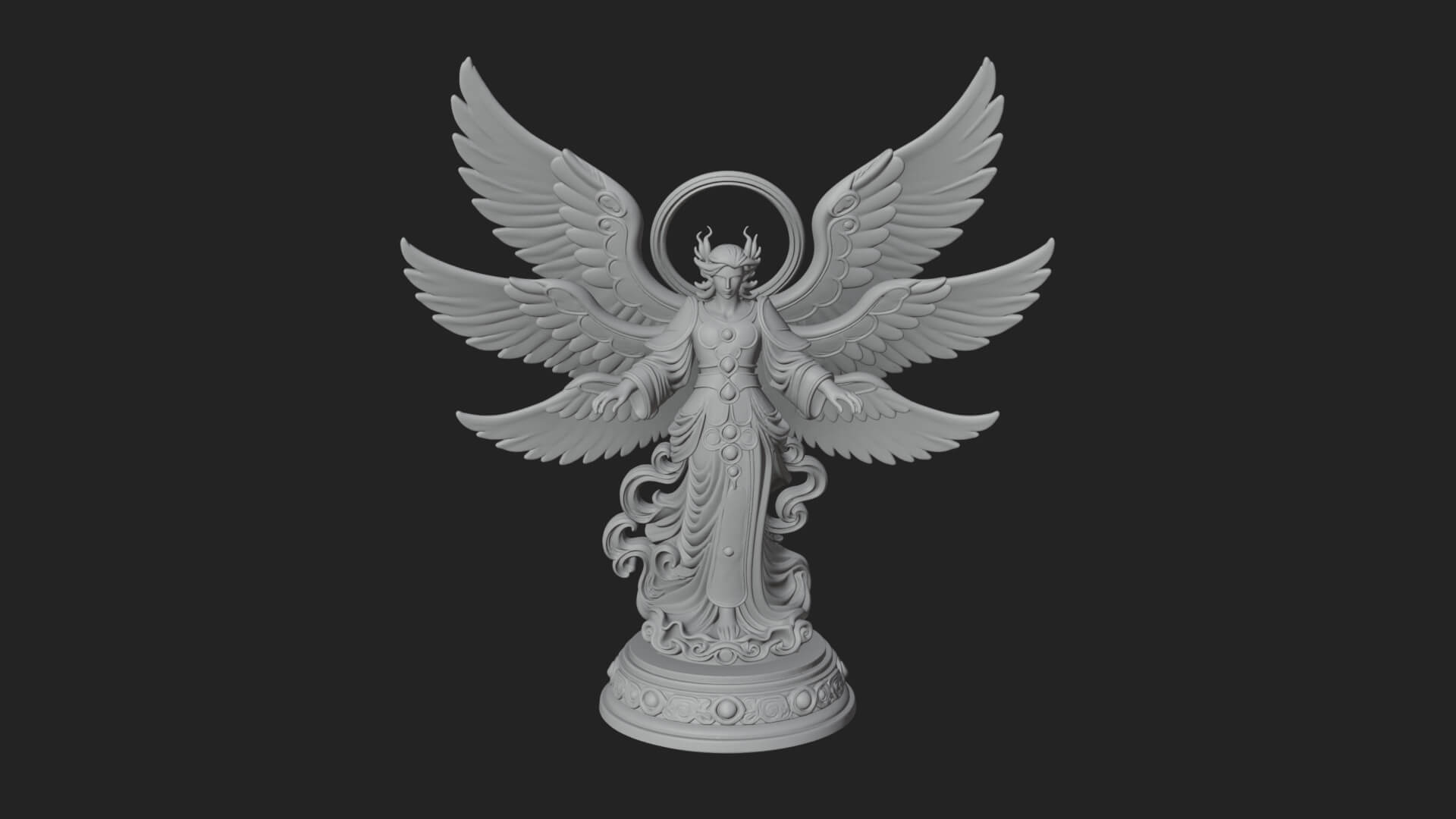 Six Winged Seraph Angel Statue Design 1 3D Print Model 3D Model