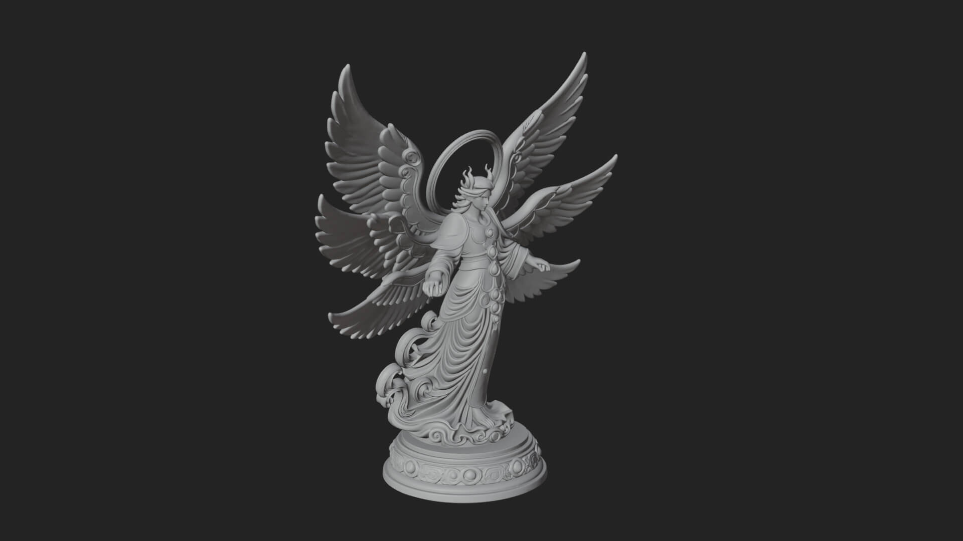 Six Winged Seraph Angel Statue Design 1 3D Print Model 3D Model