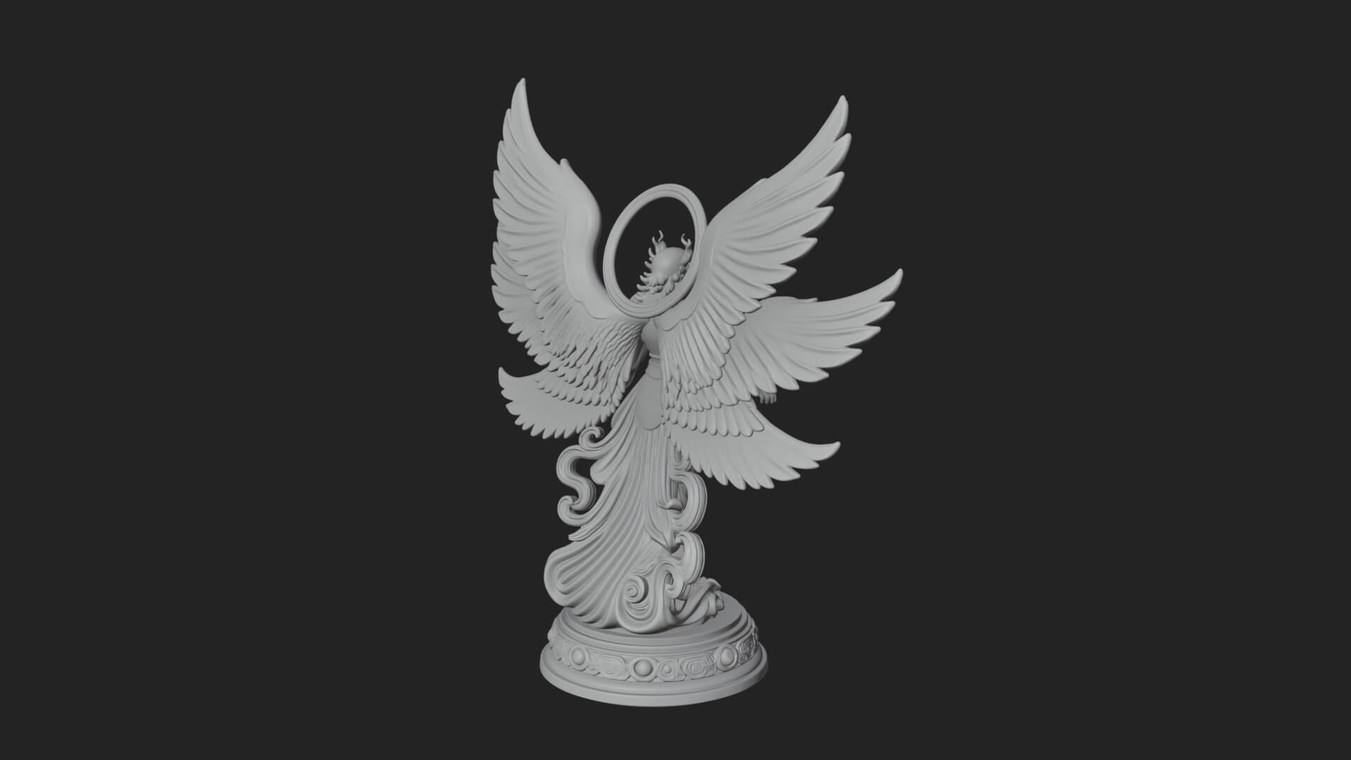 Six Winged Seraph Angel Statue Design 1 3D Print Model 3D Model