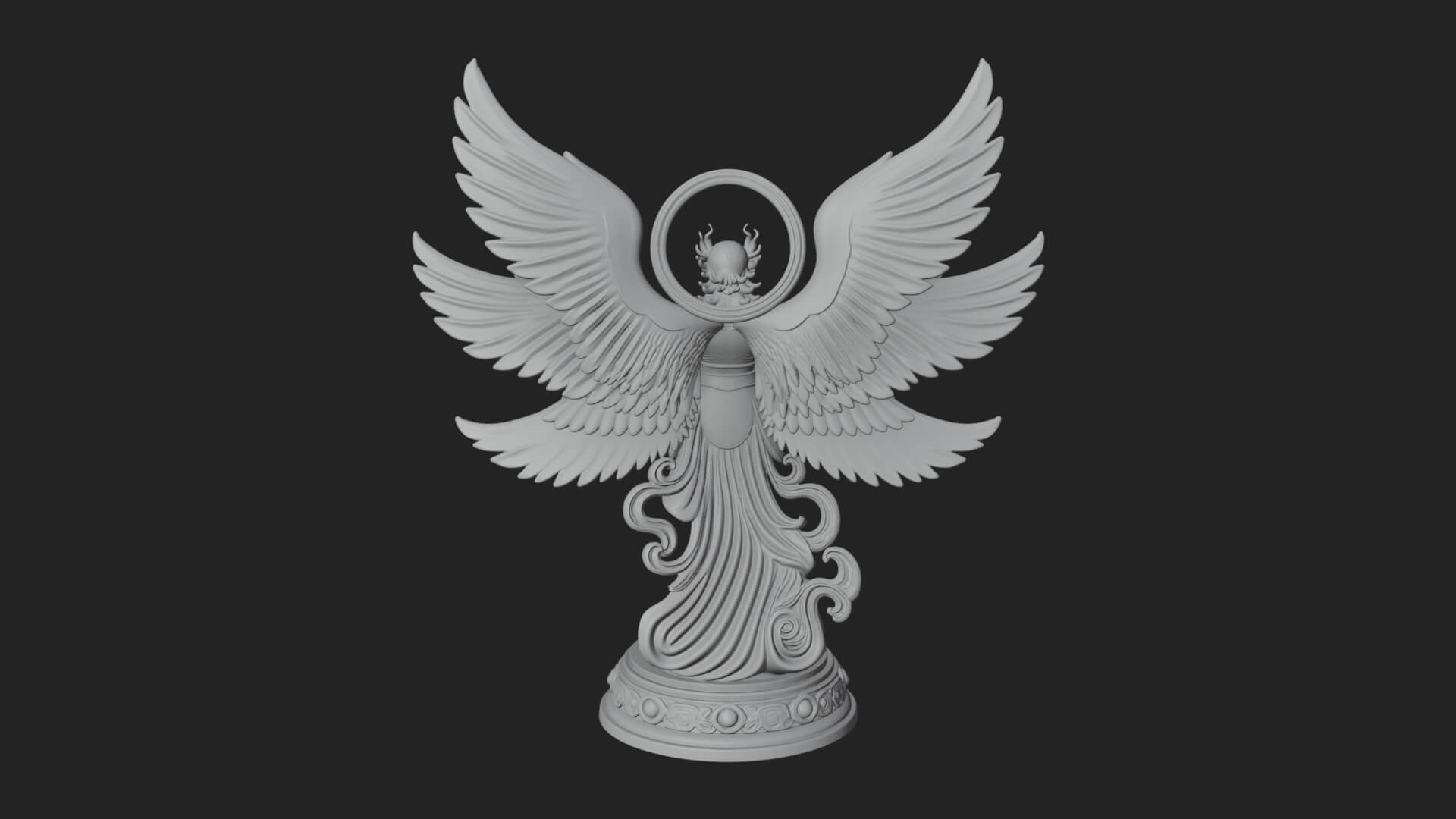 Six Winged Seraph Angel Statue Design 1 3D Print Model 3D Model