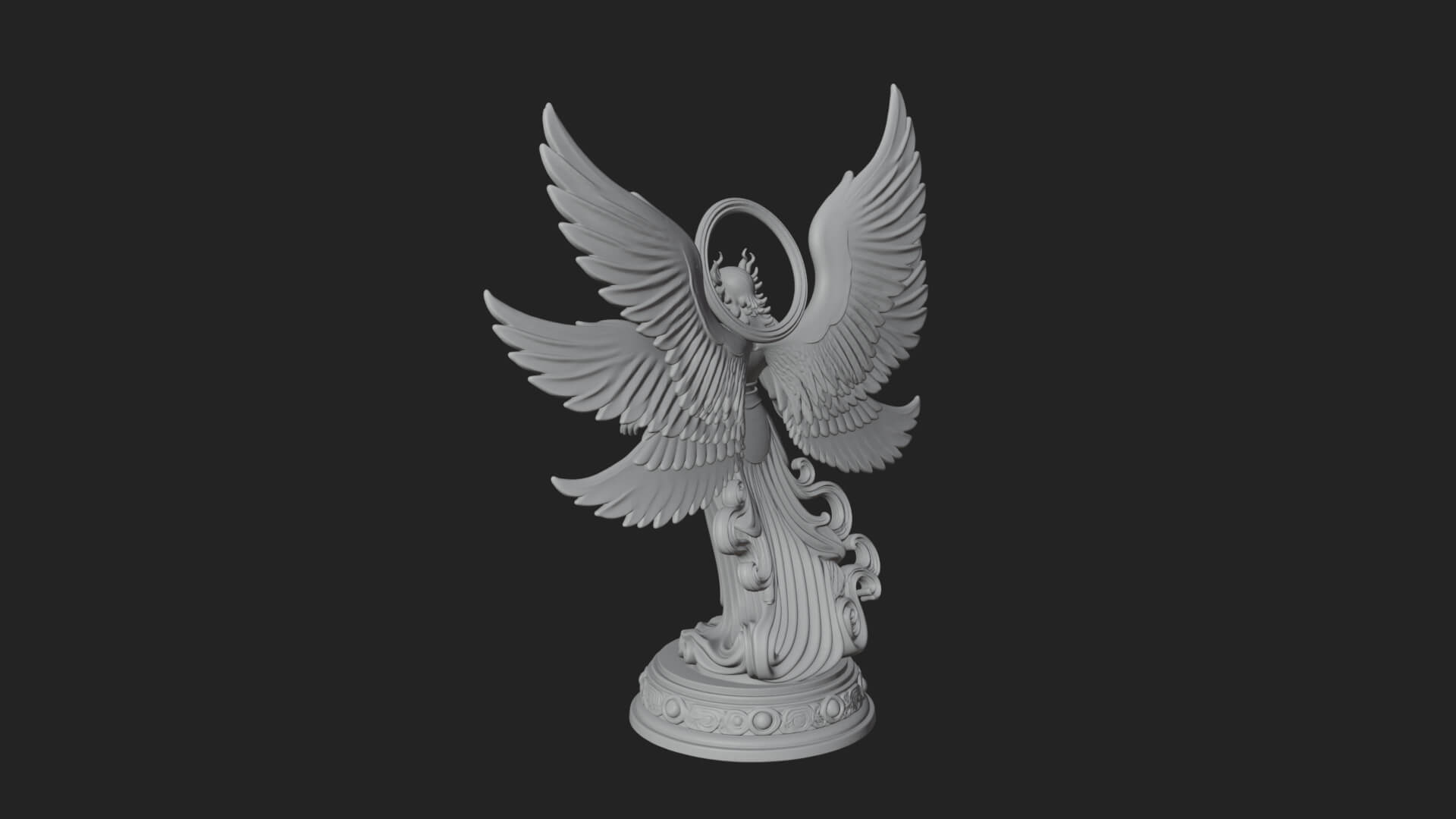 Six Winged Seraph Angel Statue Design 1 3D Print Model 3D Model