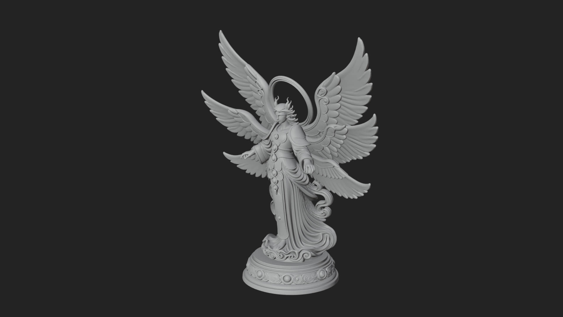 Six Winged Seraph Angel Statue Design 1 3D Print Model 3D Model