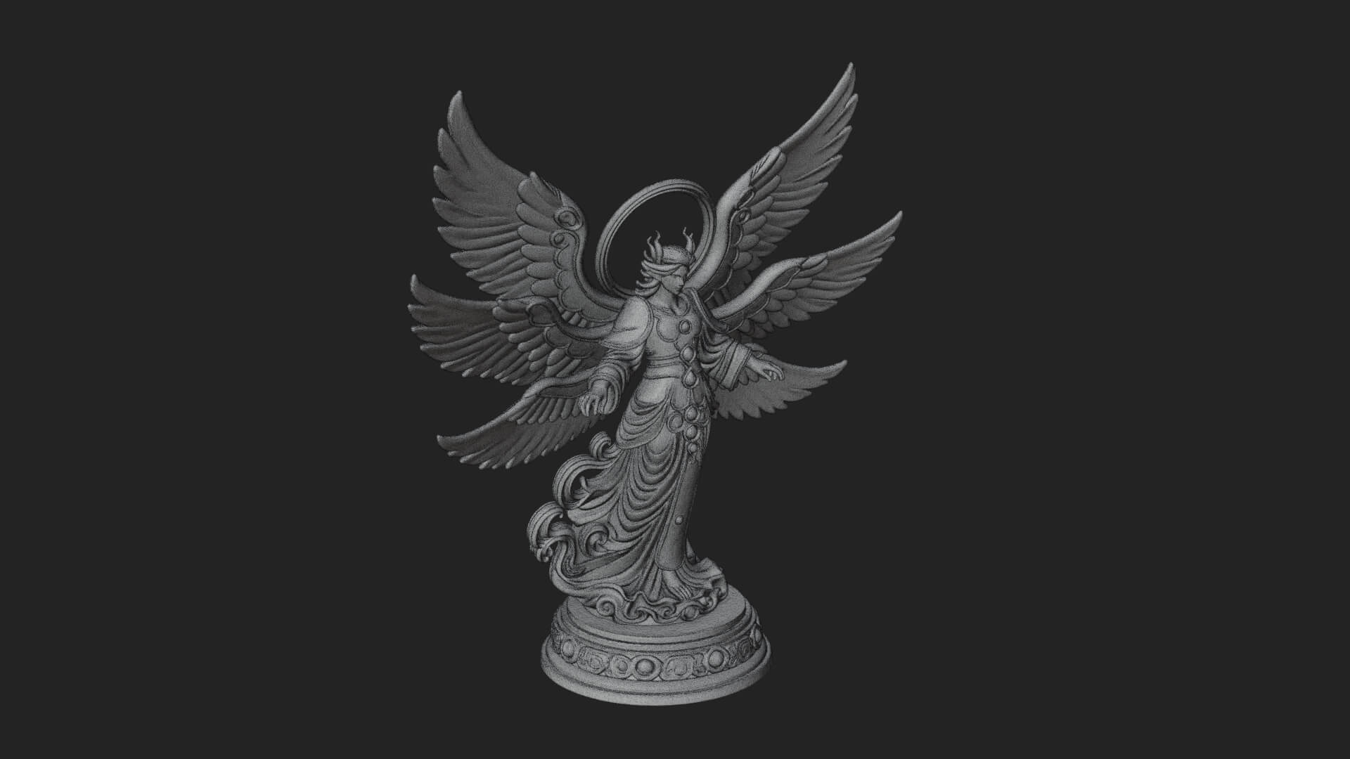 Six Winged Seraph Angel Statue Design 1 3D Print Model 3D Model