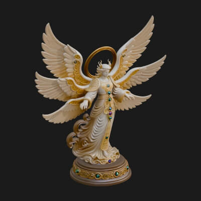 Six Winged Seraph Angel Statue Design 1 3D Print Model