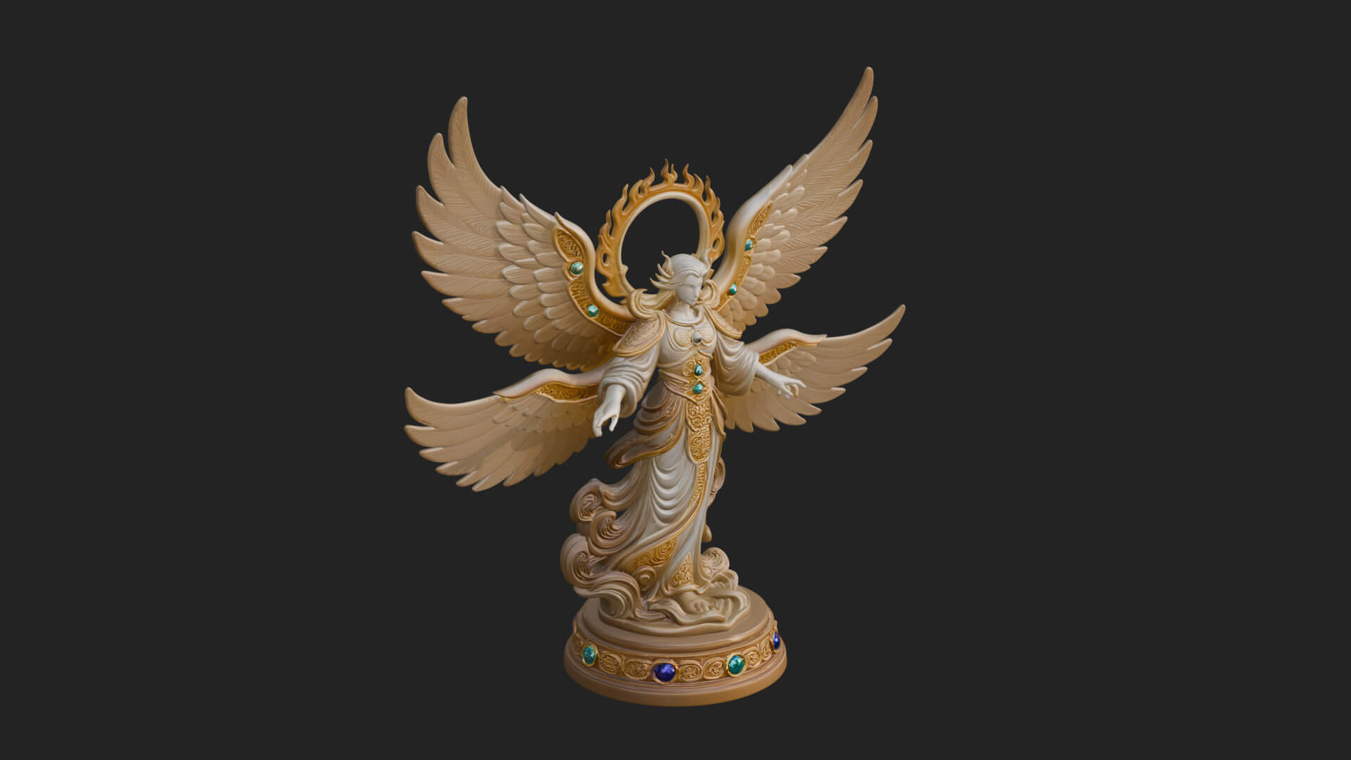 Six Winged Seraph Angel Statue Design 2 3D Print Model 3D Model