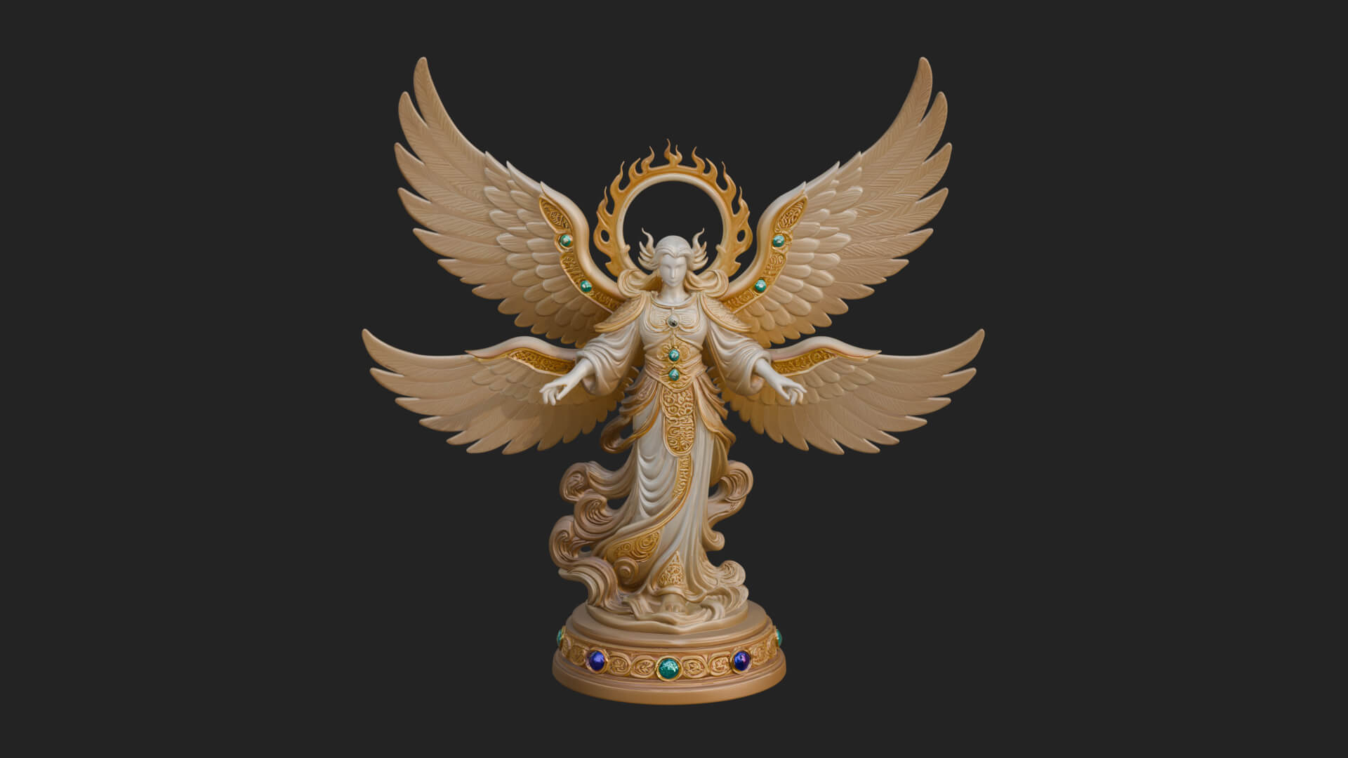 Six Winged Seraph Angel Statue Design 2 3D Print Model 3D Model