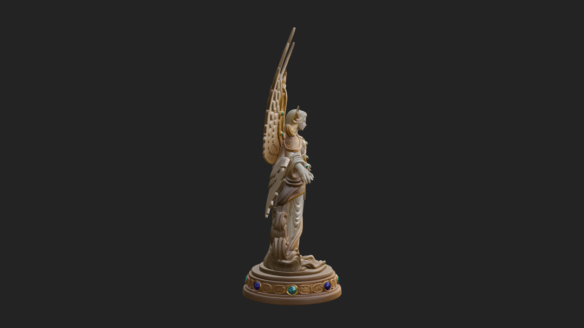 Six Winged Seraph Angel Statue Design 2 3D Print Model 3D Model