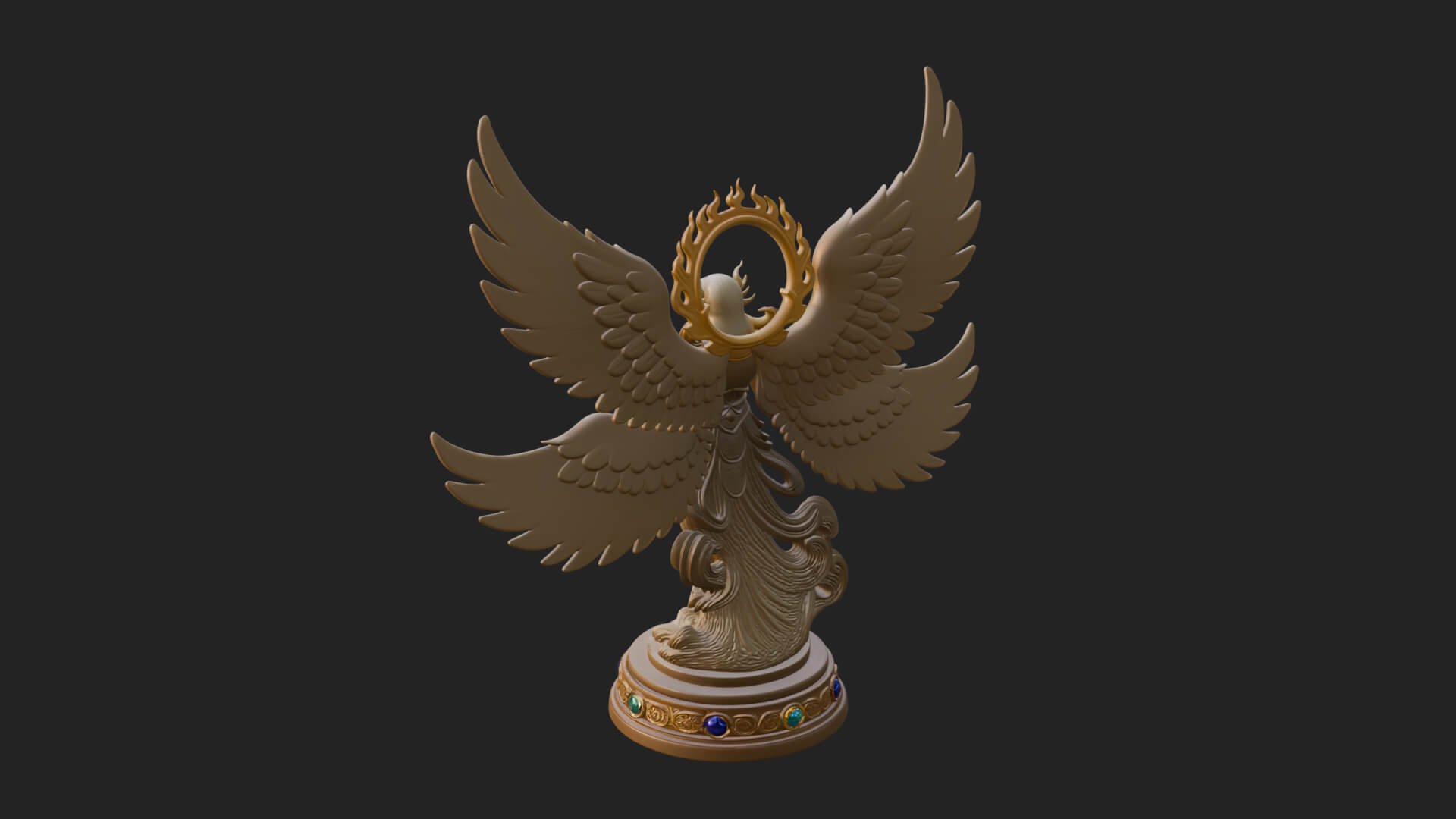 Six Winged Seraph Angel Statue Design 2 3D Print Model 3D Model