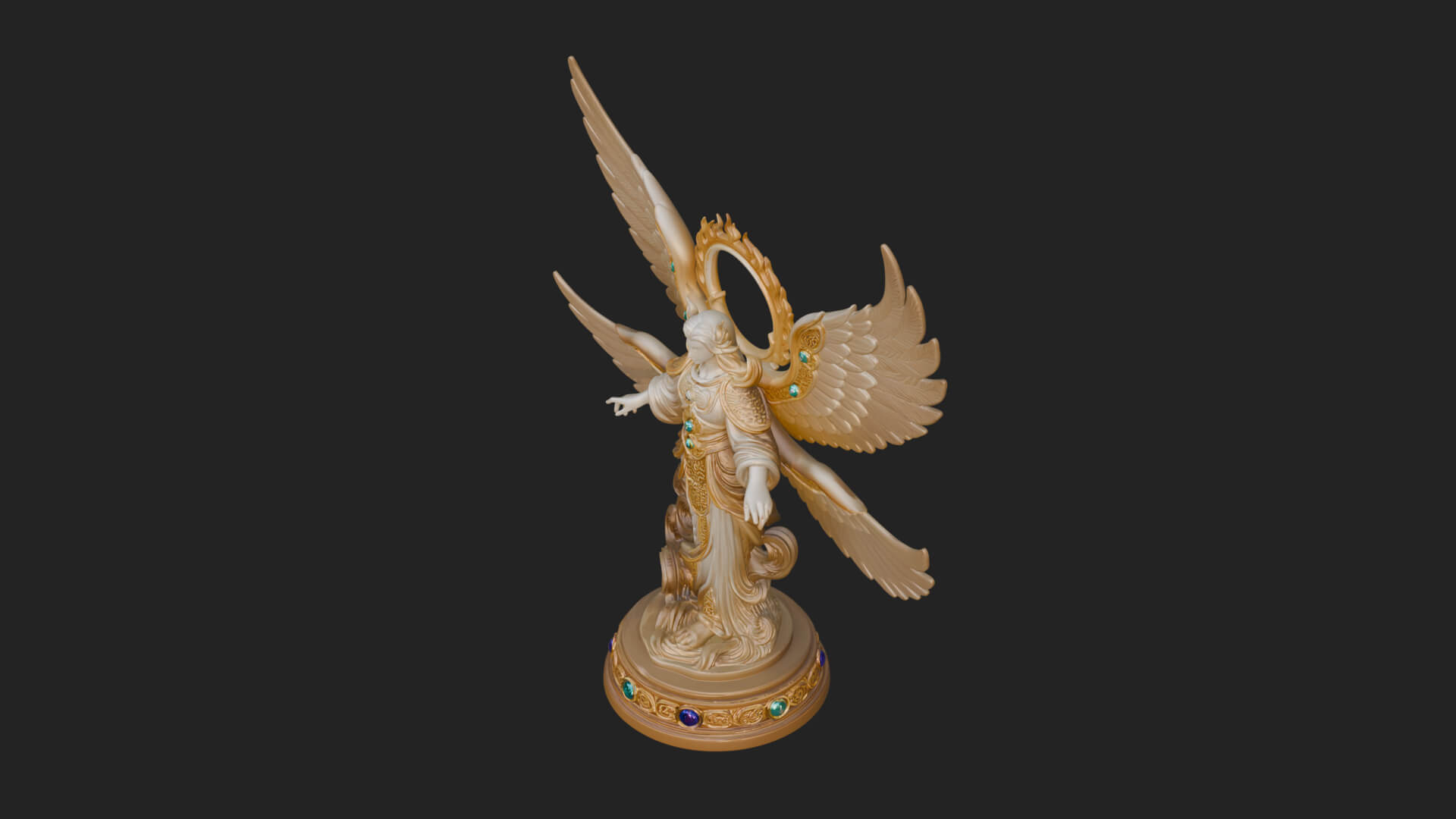 Six Winged Seraph Angel Statue Design 2 3D Print Model 3D Model