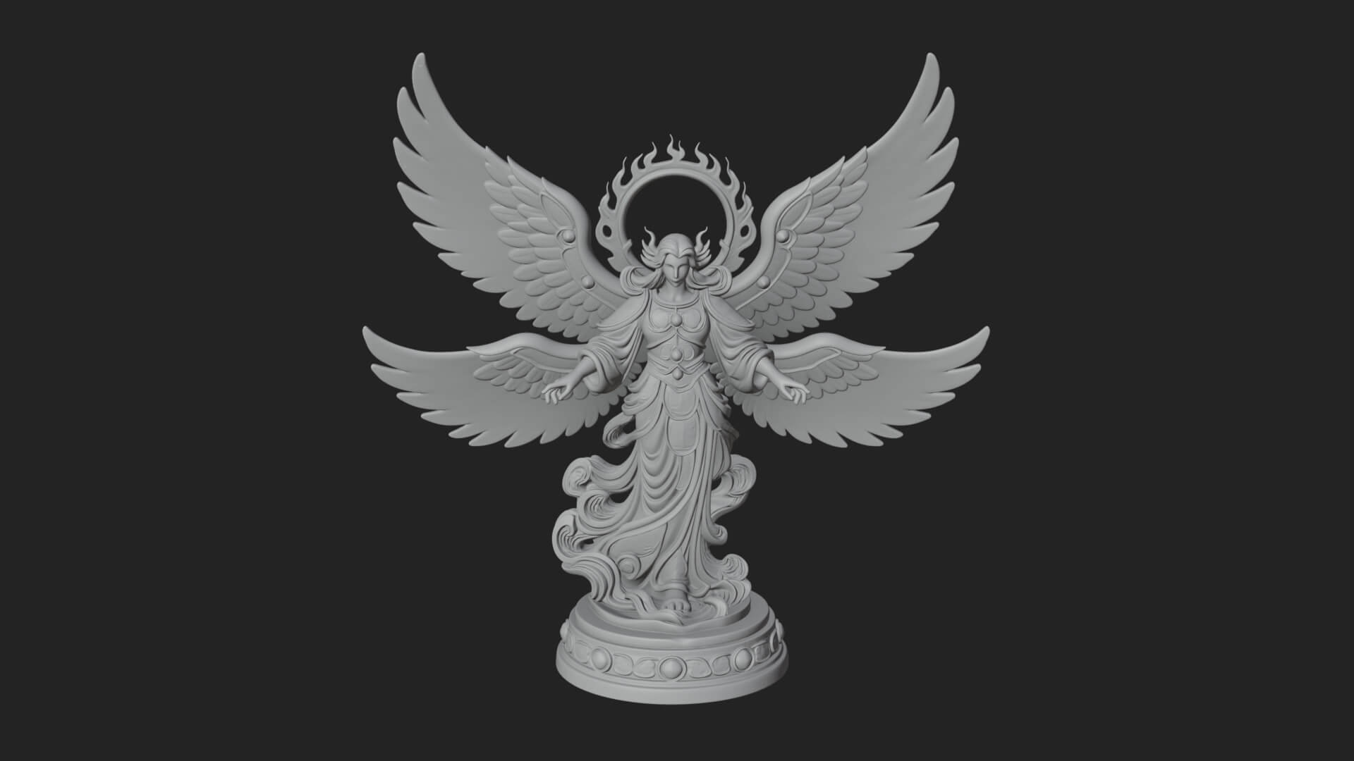 Six Winged Seraph Angel Statue Design 2 3D Print Model 3D Model