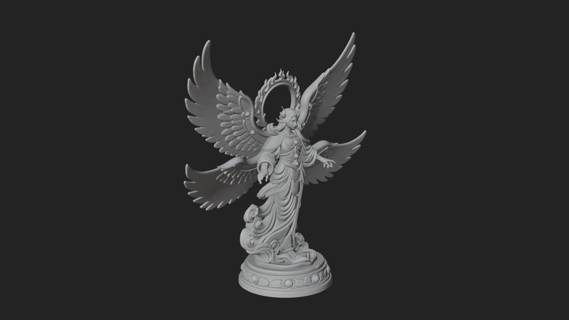 Six Winged Seraph Angel Statue Design 2 3D Print Model 3D Model