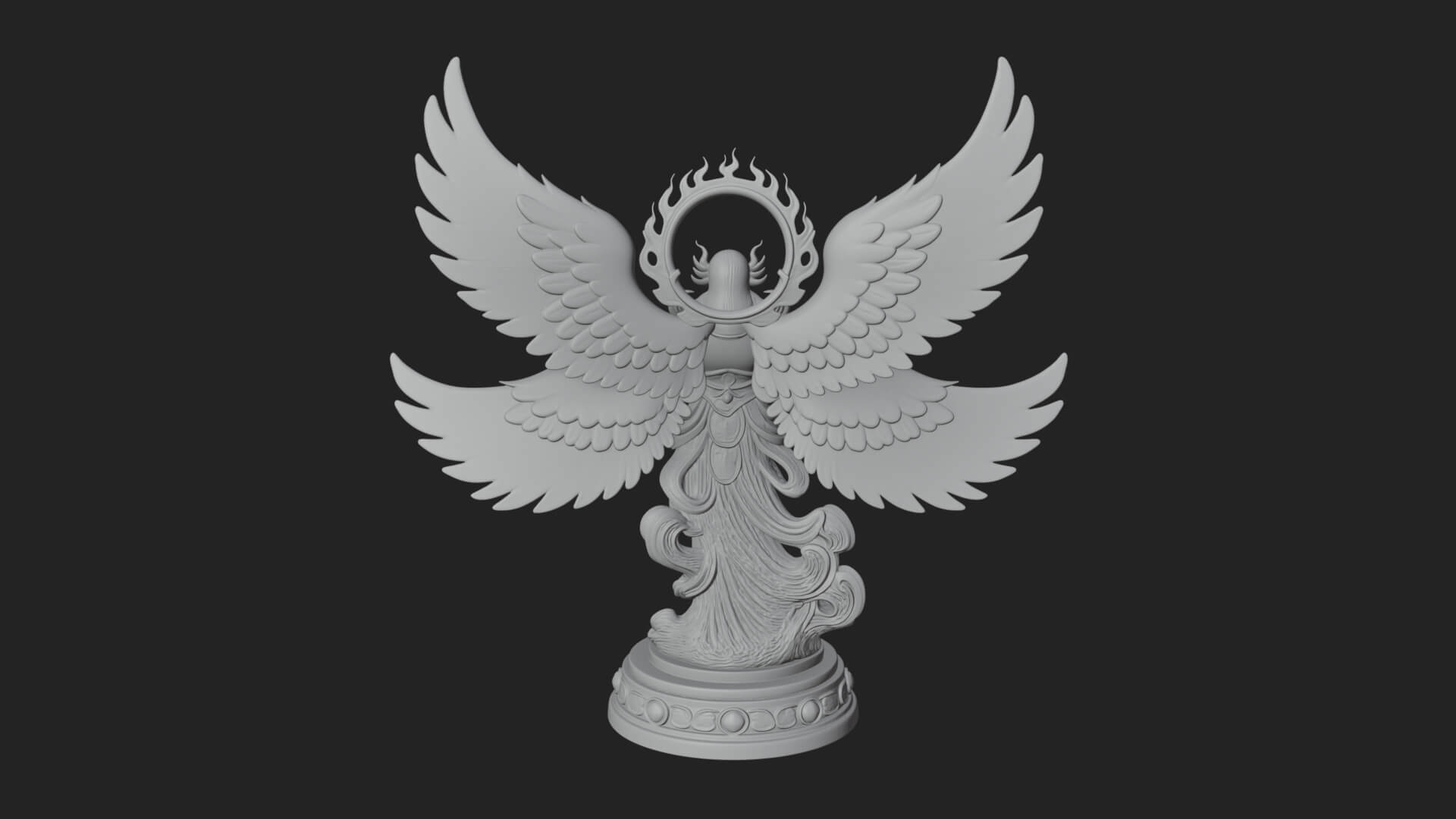 Six Winged Seraph Angel Statue Design 2 3D Print Model 3D Model