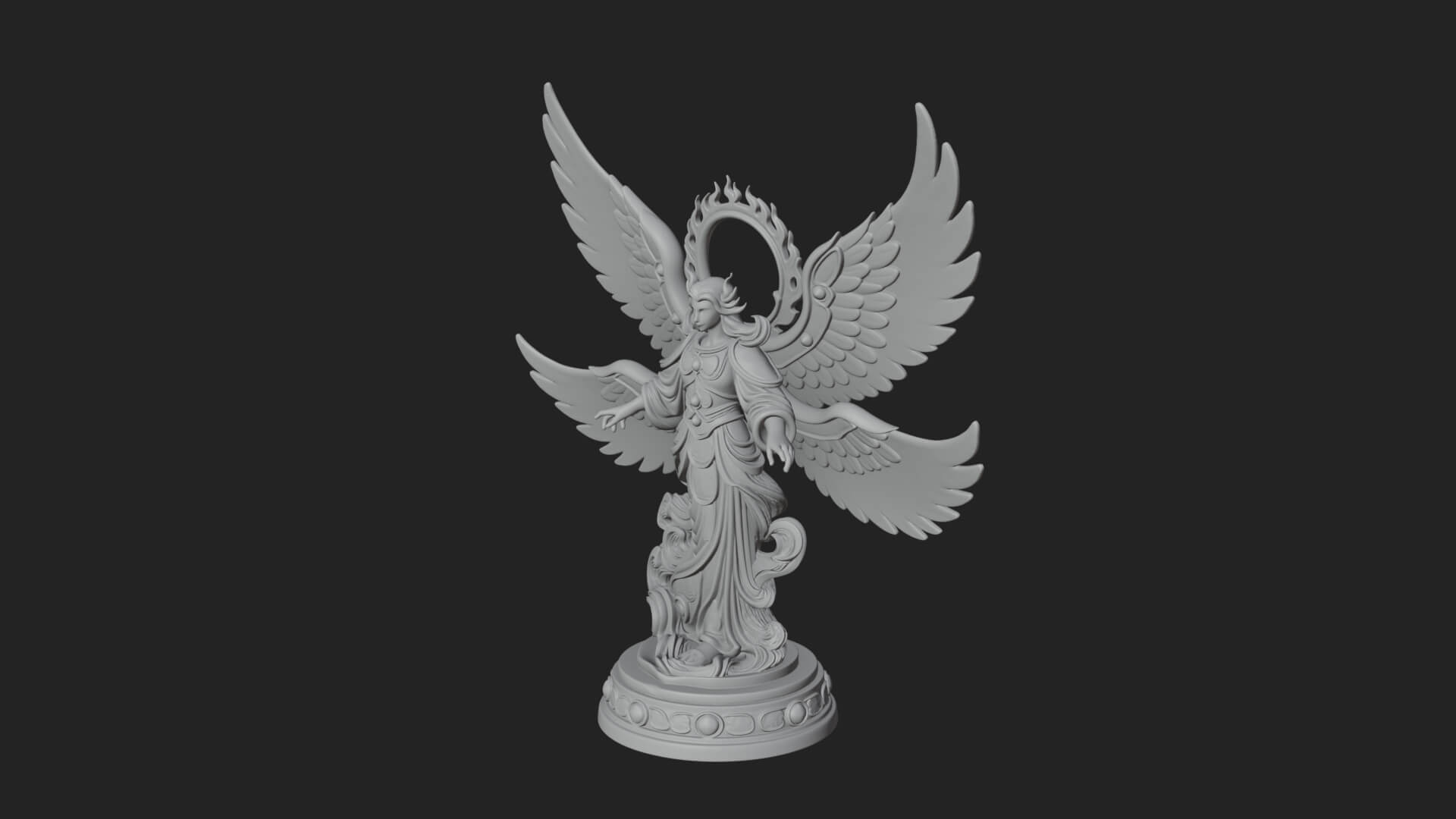 Six Winged Seraph Angel Statue Design 2 3D Print Model 3D Model